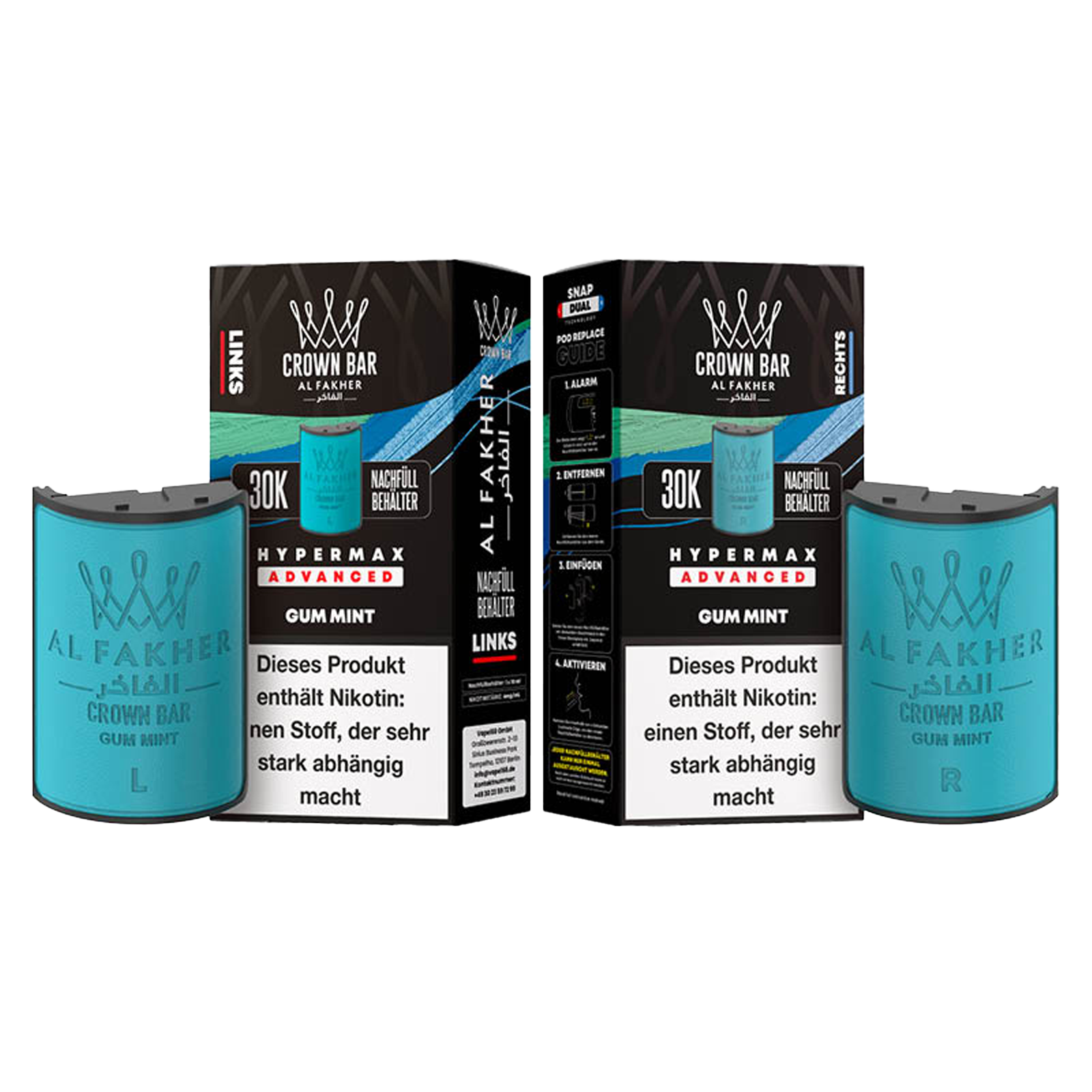 Al Fakher - Crown Bar - Hypermax - Advanced - 30K - Gum Mint4