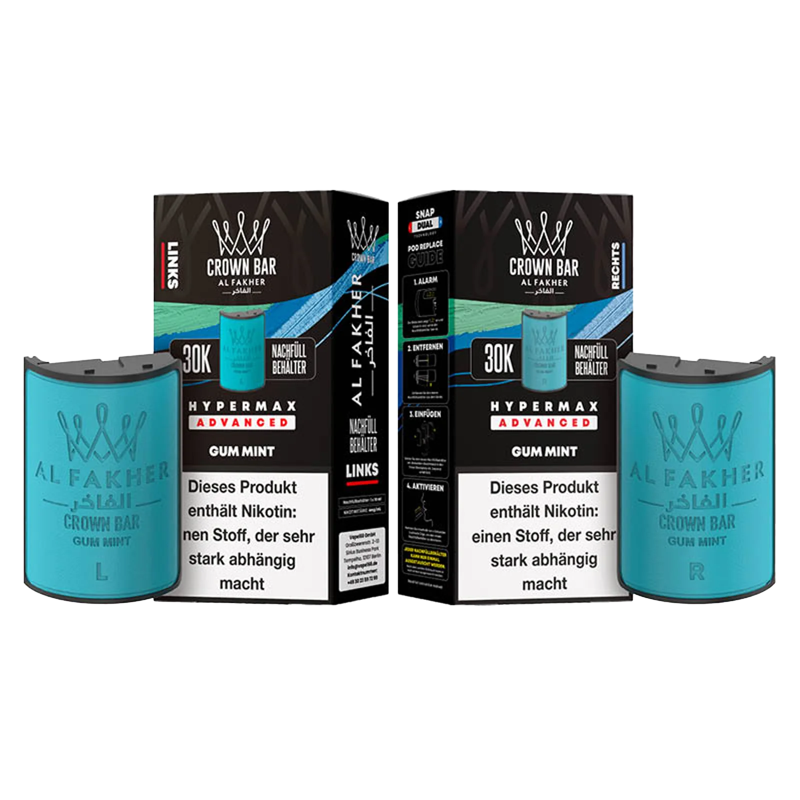 Al Fakher - Crown Bar - Hypermax - Advanced - 30K - Gum Mint4
