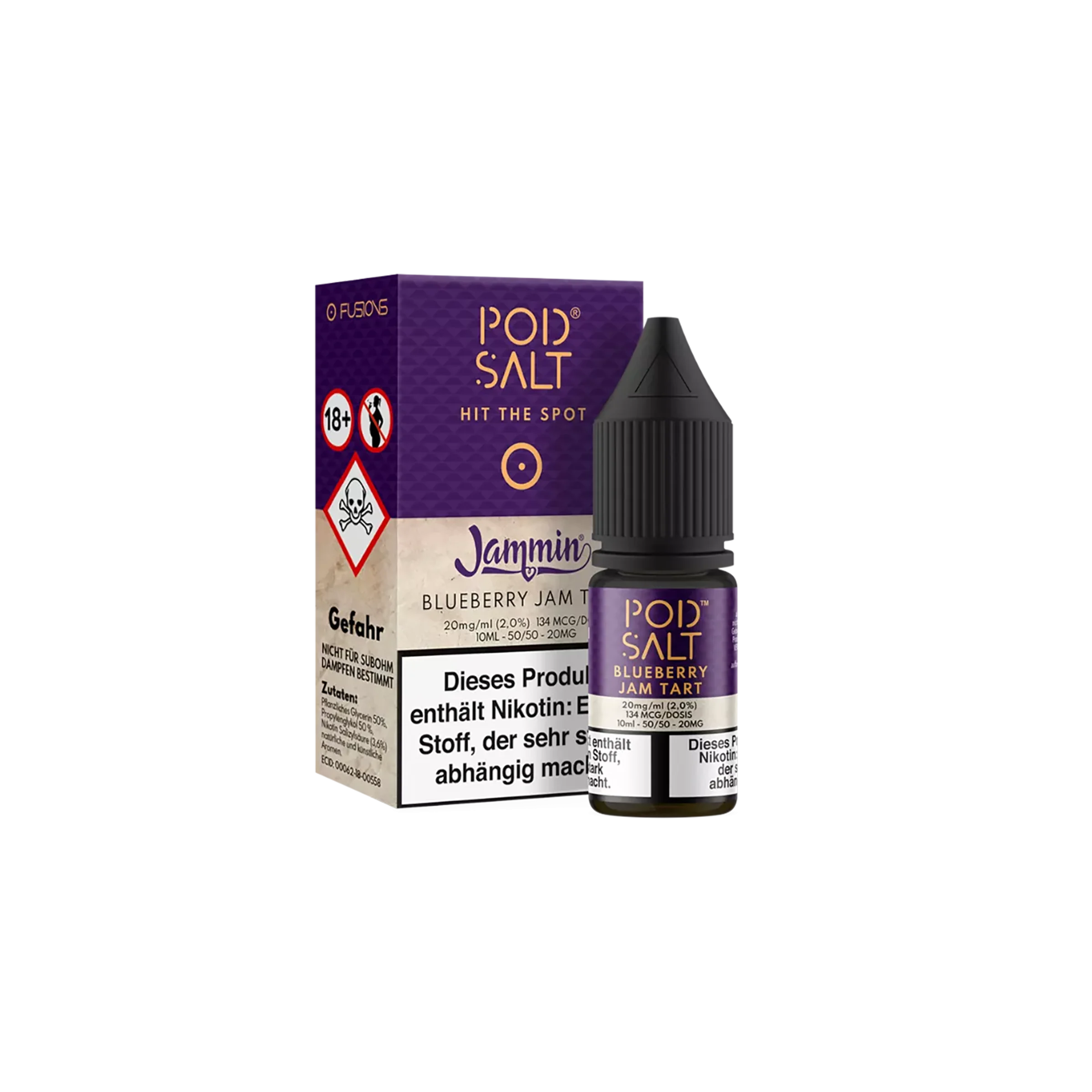 Pod Salt Fusion Liquid Blueberry Jam Tart 10ml 20mg  Nikotinsalz