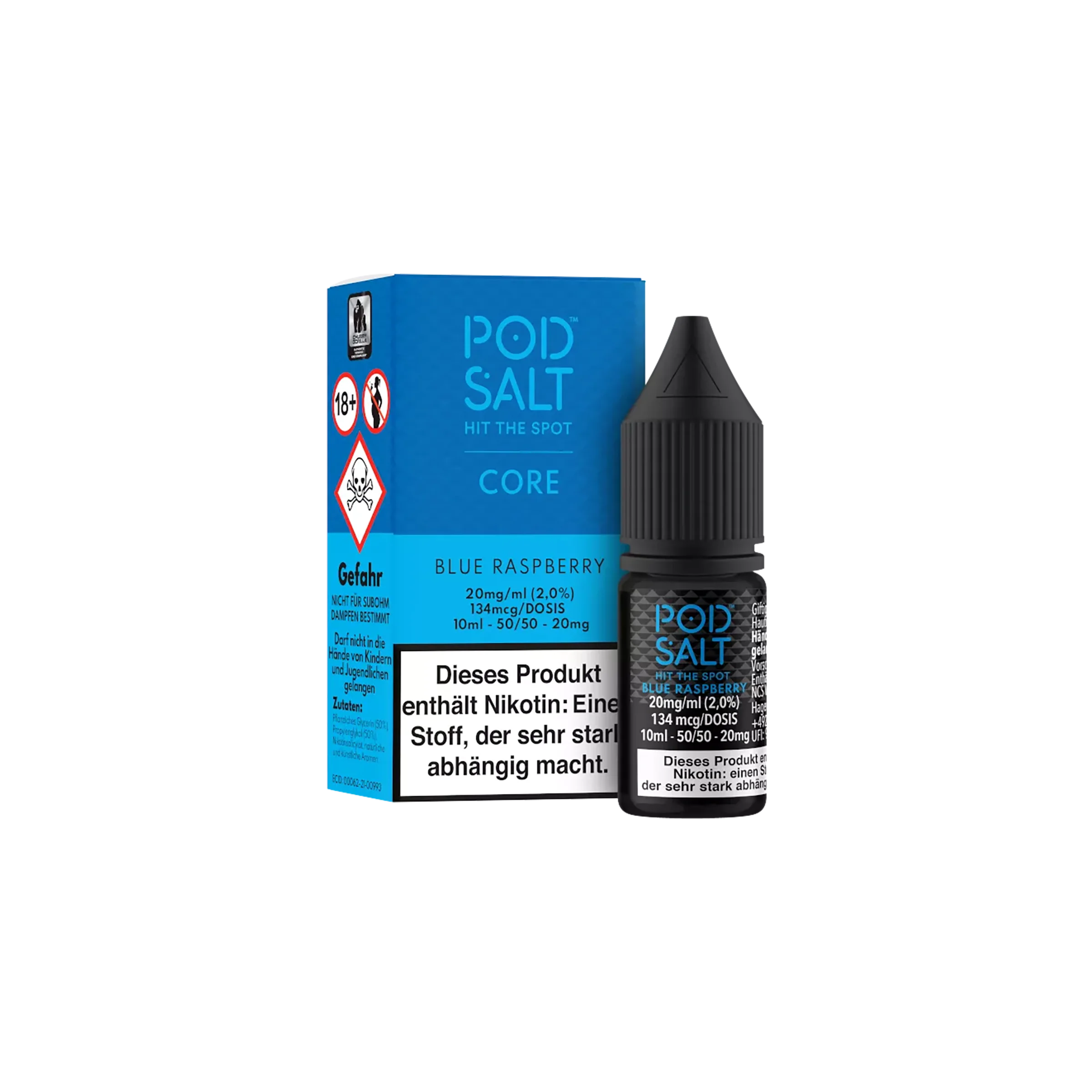 Pod Salt Core Liquid Blue Raspberry 10ml 20mg  Nikotinsalz