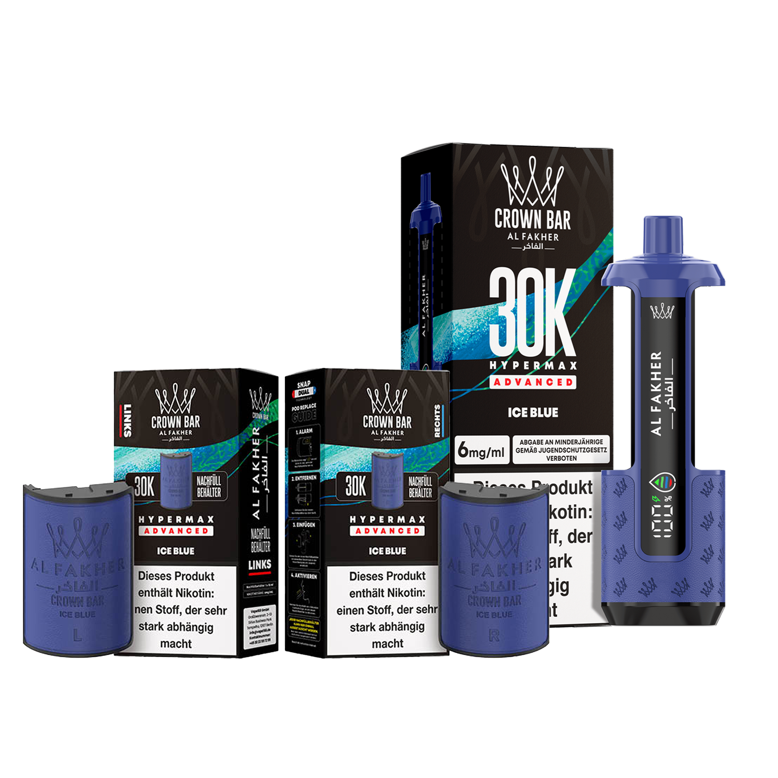 Al Fakher - Crown Bar - Hypermax - Advanced - 30K - Ice Blue1