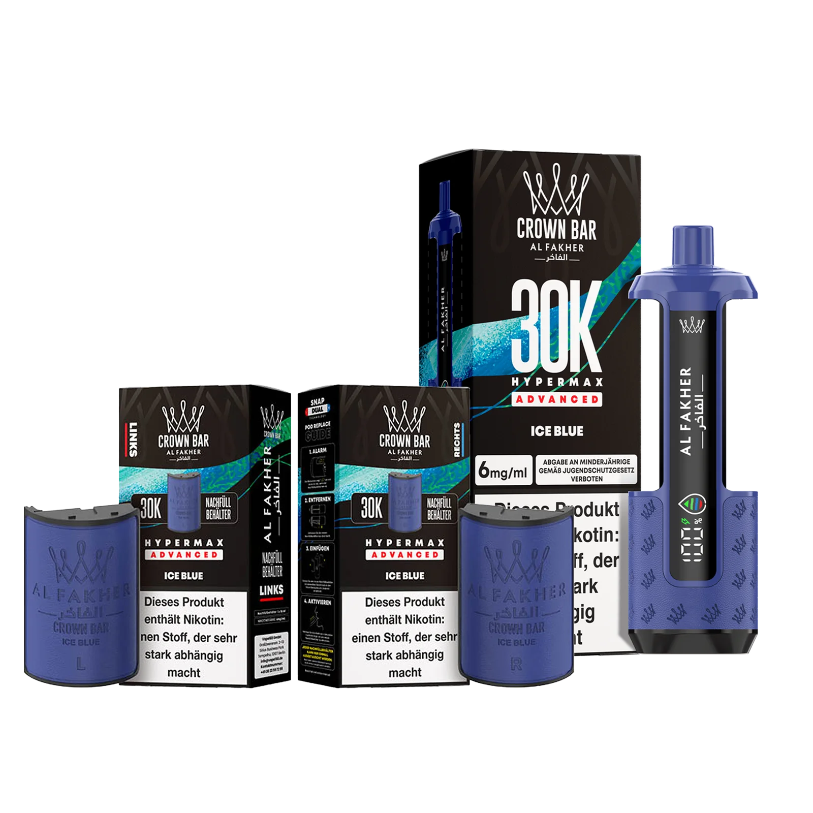 Al Fakher - Crown Bar - Hypermax - Advanced - 30K - Ice Blue1