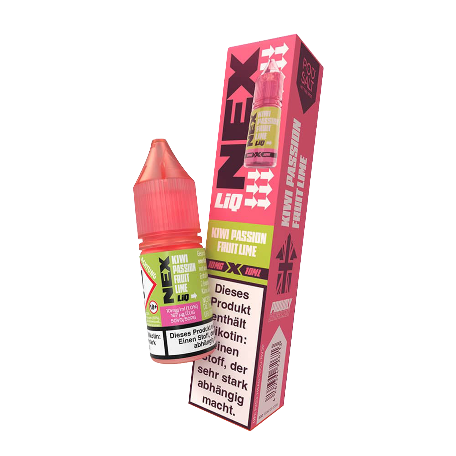 NexLiq - Pod Salt- NicSalt - 10 ml 10 mg Kiwi Passionfruit Lime  - 2a