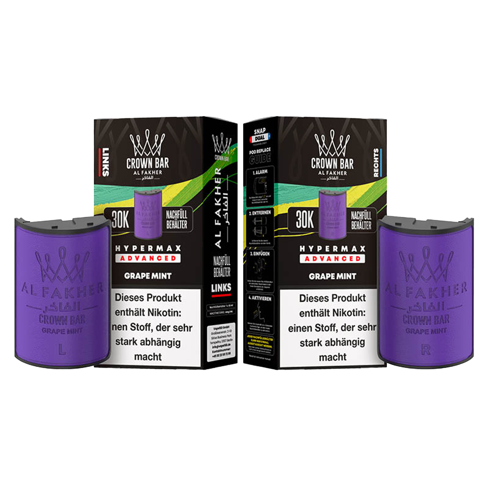 Al Fakher - Crown Bar - Hypermax - Advanced - 30K - Grape Mint 3