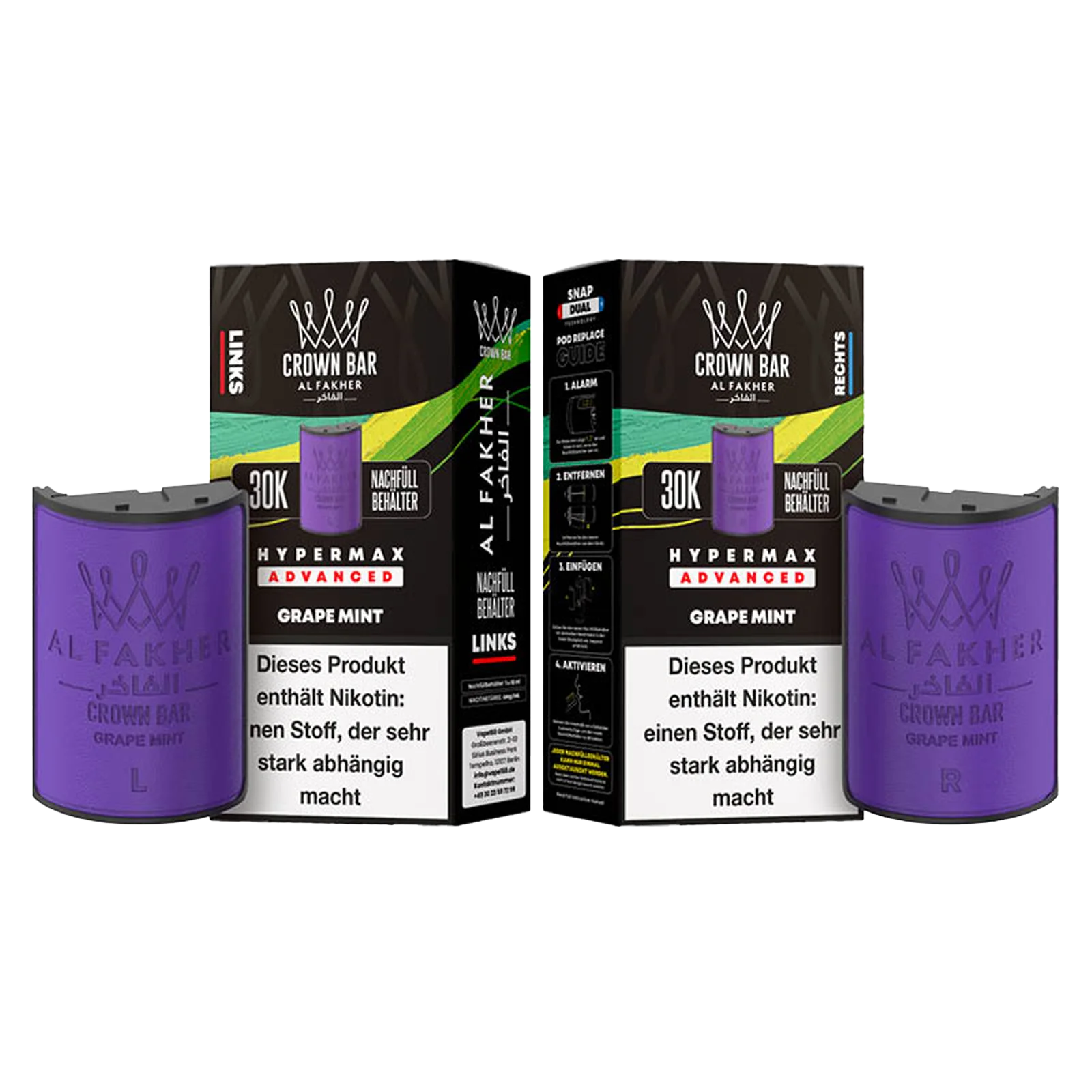 Al Fakher - Crown Bar - Hypermax - Advanced - 30K - Grape Mint 3
