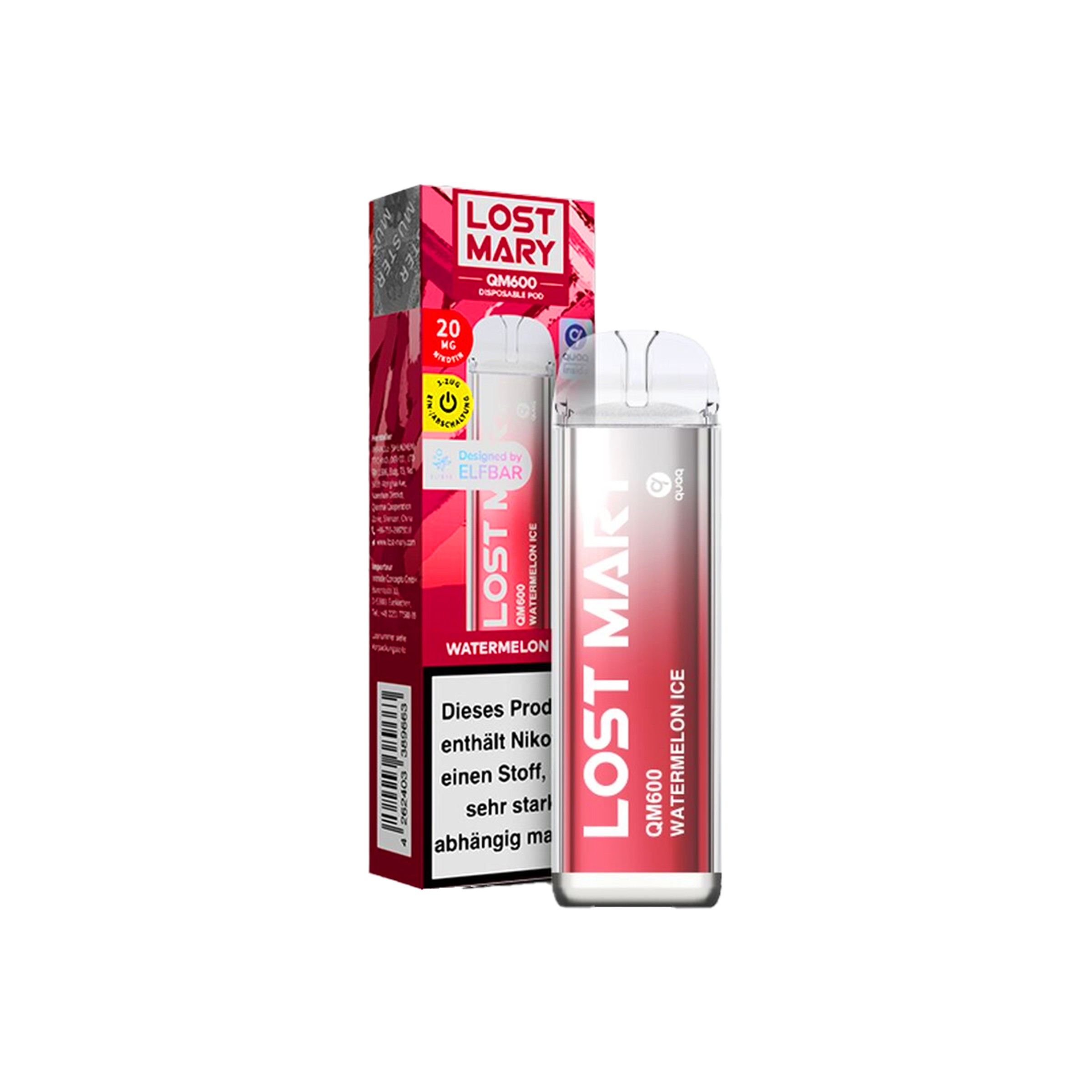 Lost Mary - QM600 - Watermelon Ice - Vapestick - 20 mg | Alle neuen Sorten günstig online kaufen - Hookain E-Shisha Onlineshop