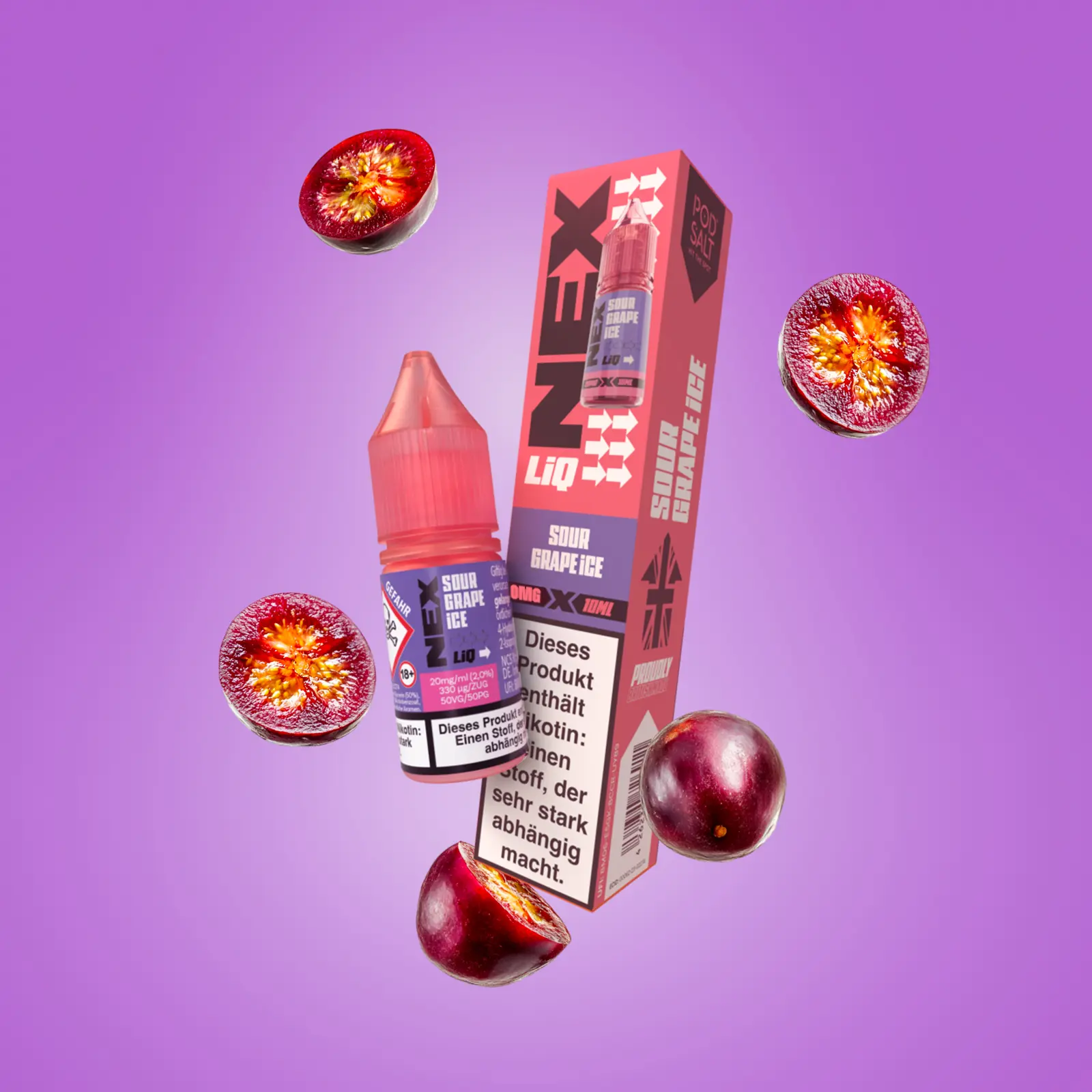NexLiq - Pod Salt- NicSalt - 10 ml 0 mg Sour Grape Ice 1