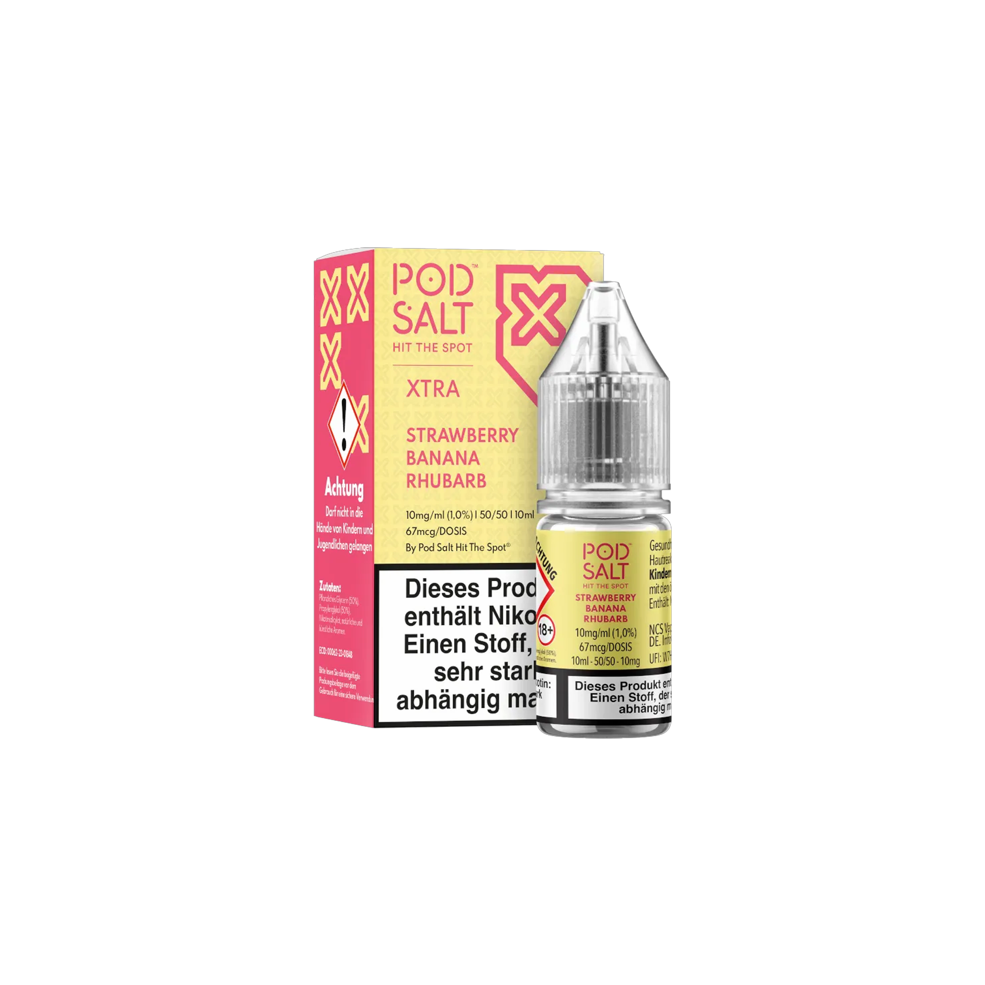 Pod Salt Xtra Nikotinsalz E-Liquid Strawberry Banana Rhubarb 10 ml mit 10 mg günstig bestellen 2
