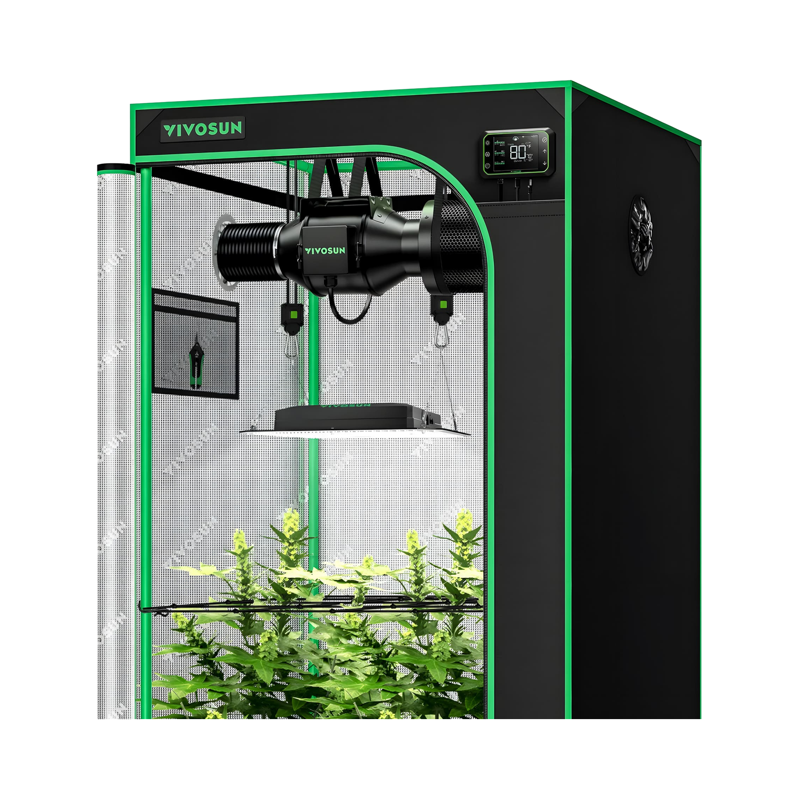 Vivosun Smart Growbox 80x80x160 cm mit AeroLight LED, AeroZesh Bel&uuml;ftung und GrowHub Controller 3