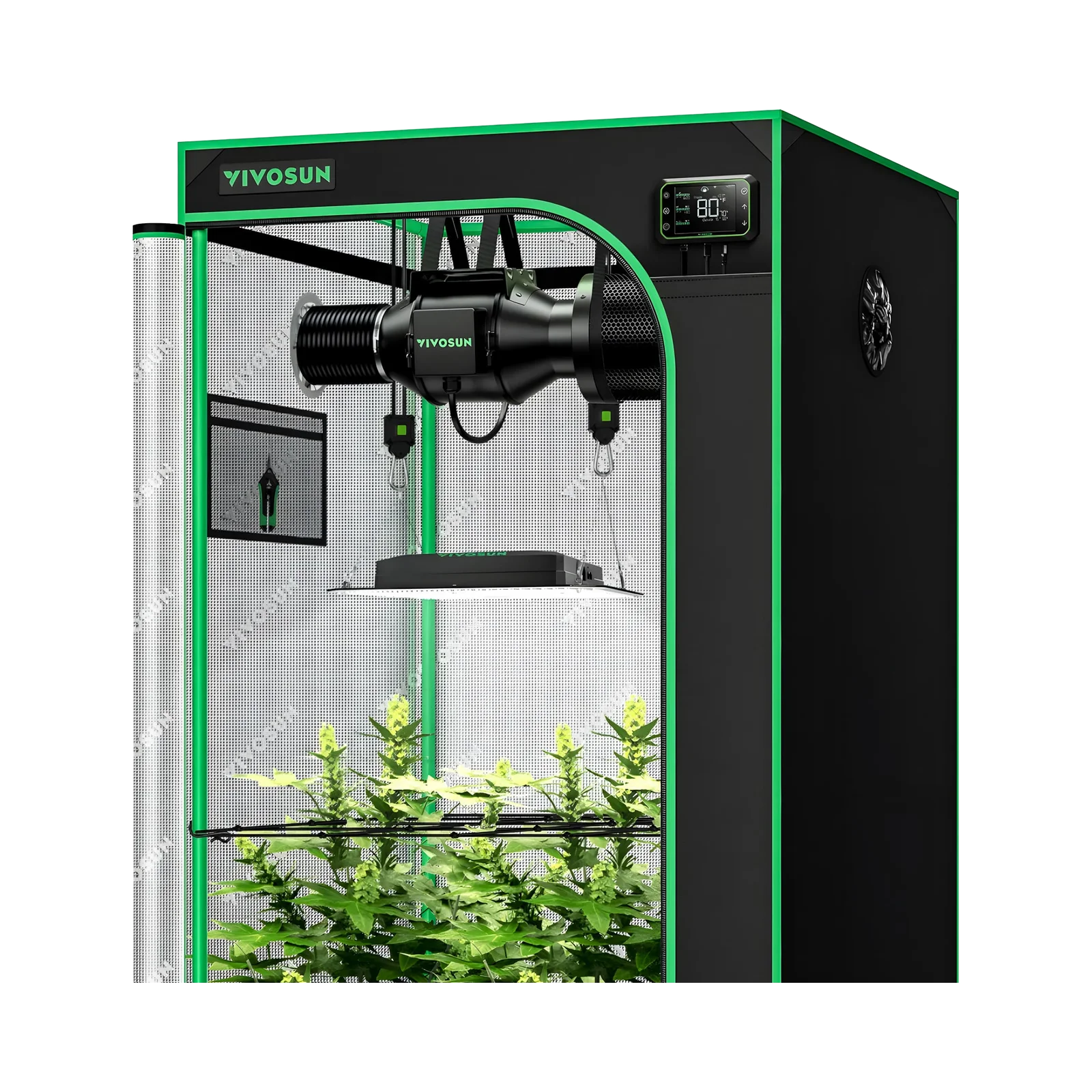 Vivosun Smart Growbox 80x80x160 cm mit AeroLight LED, AeroZesh Bel&uuml;ftung und GrowHub Controller 3