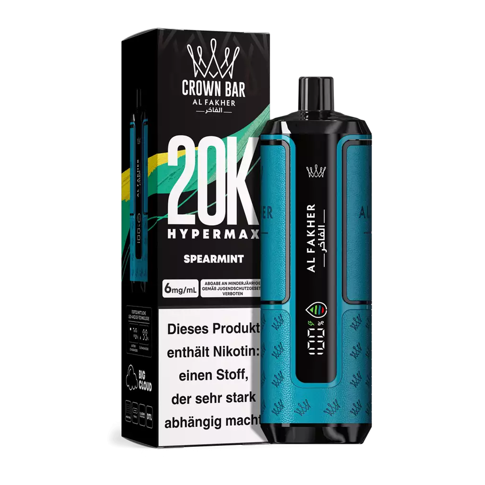 Al Fakher - Crown Bar - Hypermax - 20k - Spearmint 1