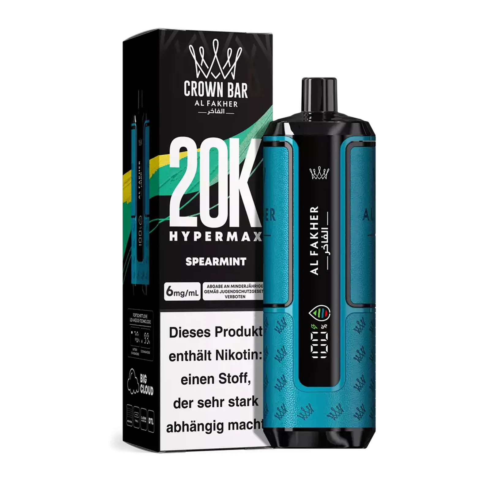 Al Fakher - Crown Bar - Hypermax - 20k - Spearmint 1