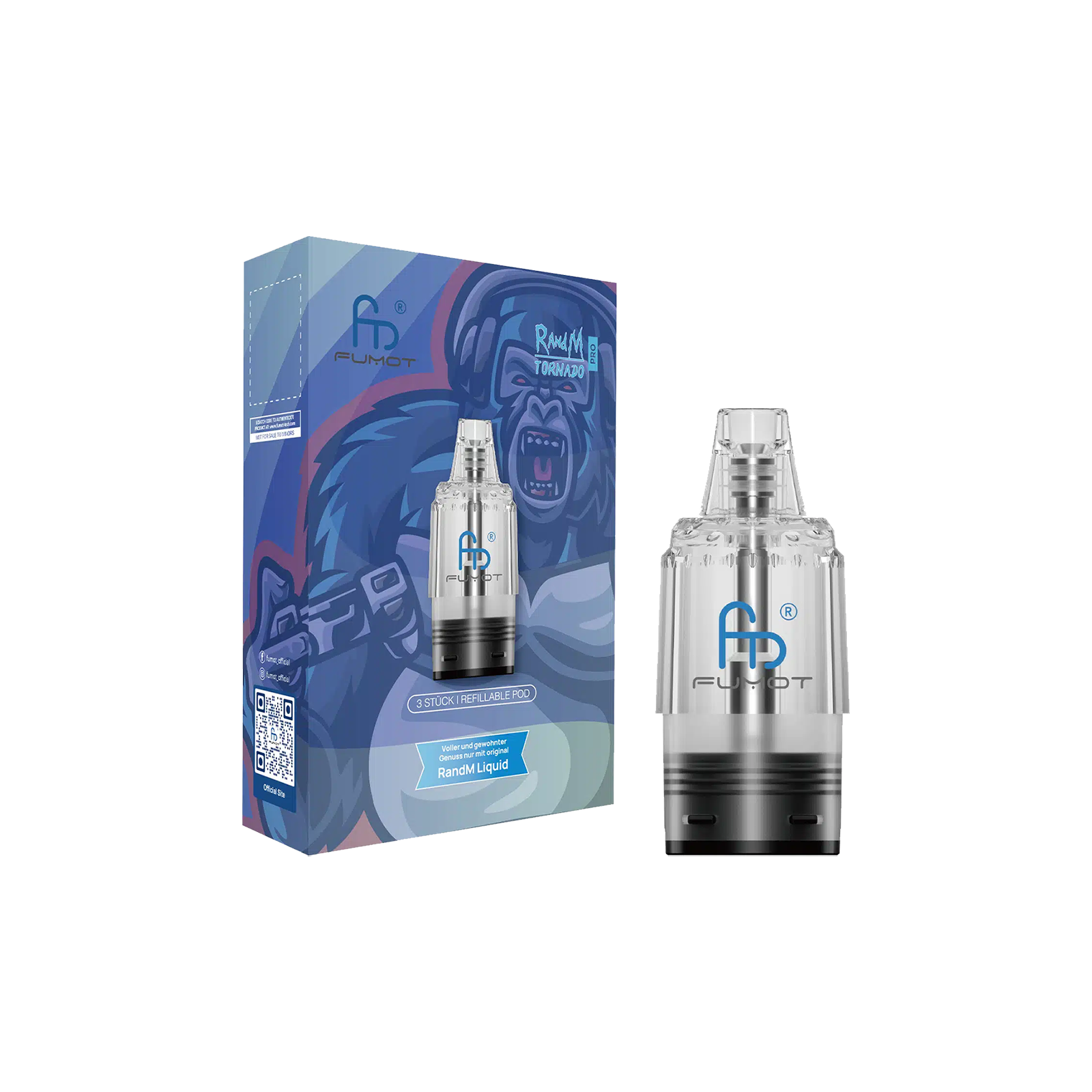 RandM Tornado Pro Pods mit 8 ml Tankvolumen und integrierter Mesh Coil, Nahaufnahme. 1