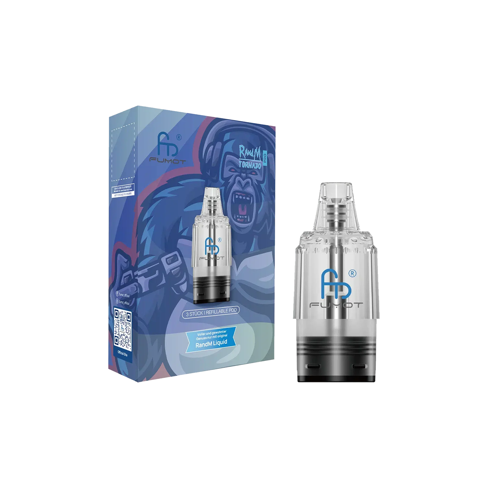 RandM Tornado Pro Pods mit 8 ml Tankvolumen und integrierter Mesh Coil, Nahaufnahme. 1