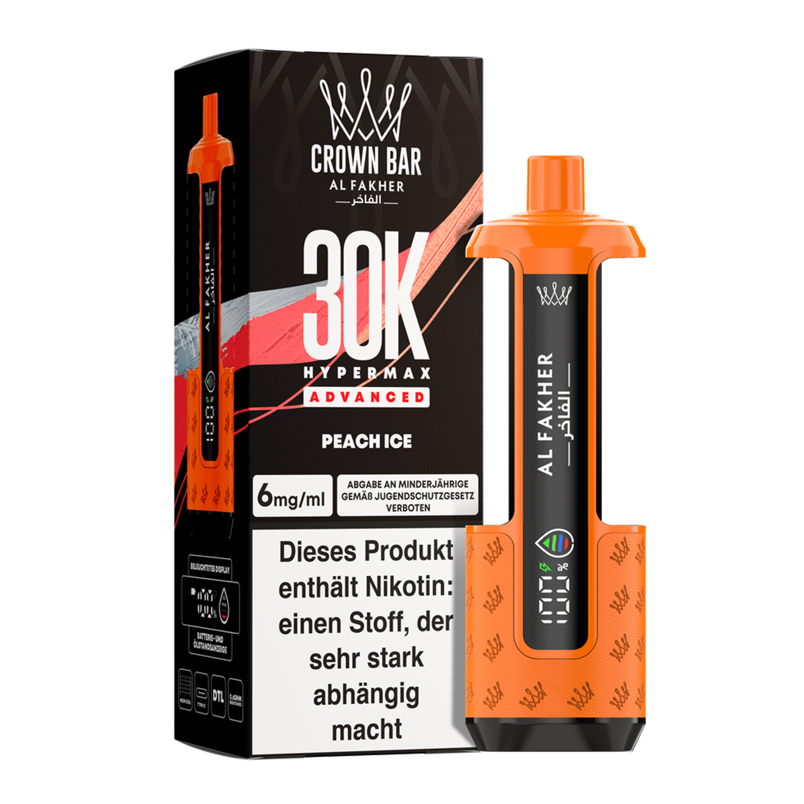 Al Fakher - Crown Bar - Hypermax - Advanced - 30K - Peach Ice 2