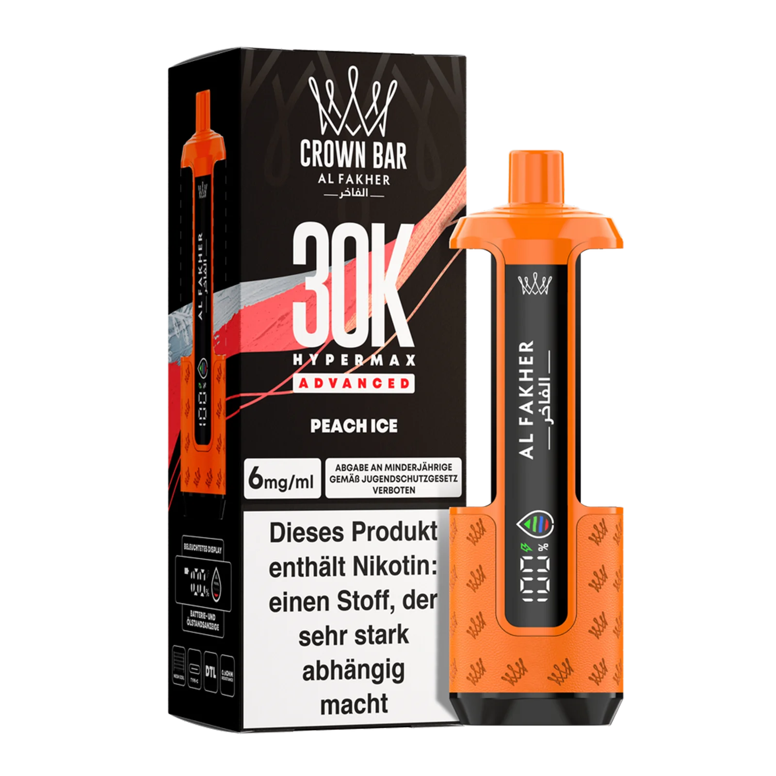 Al Fakher - Crown Bar - Hypermax - Advanced - 30K - Peach Ice 2
