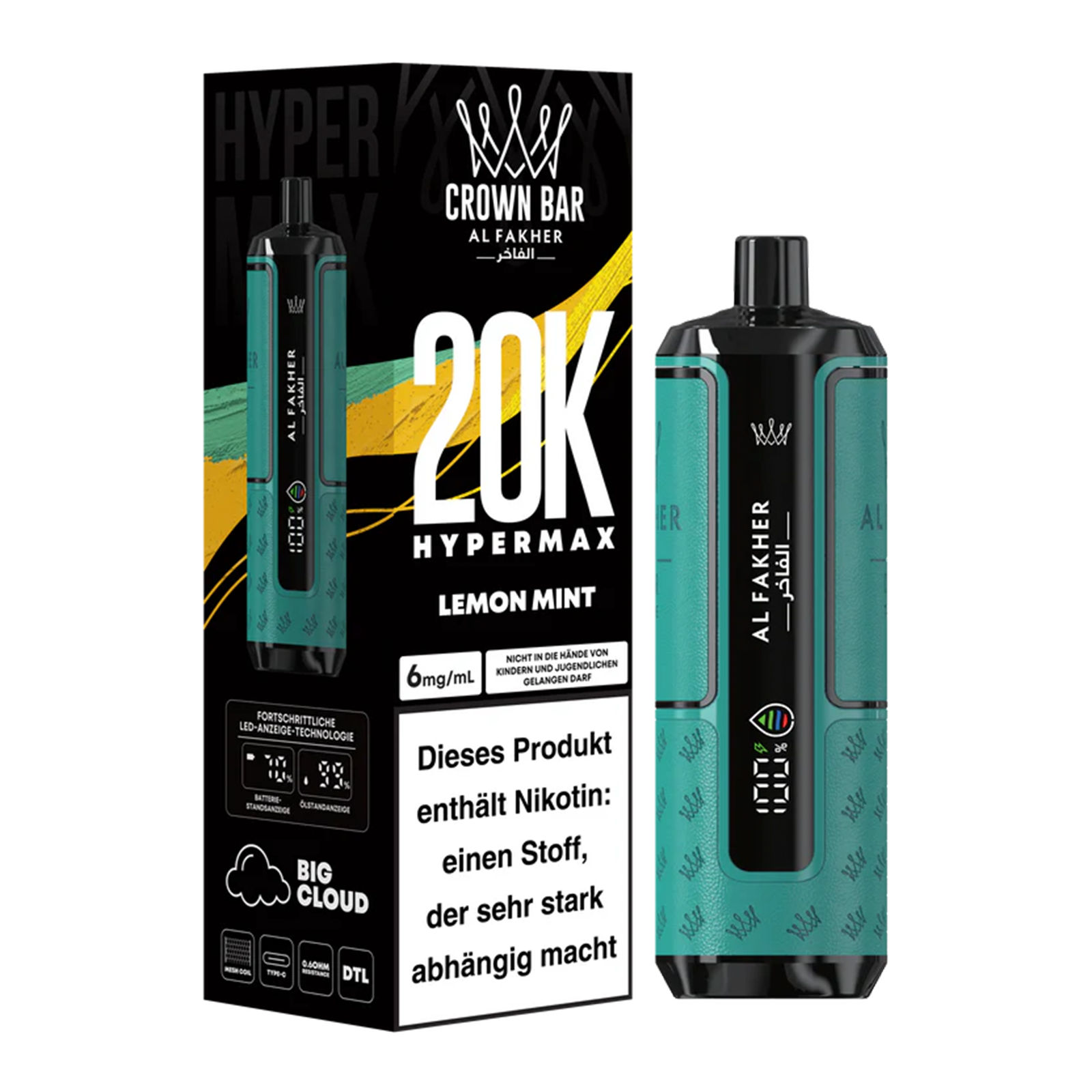 Al Fakher - Crown Bar - Hypermax - 20k - Lemon Mint 2