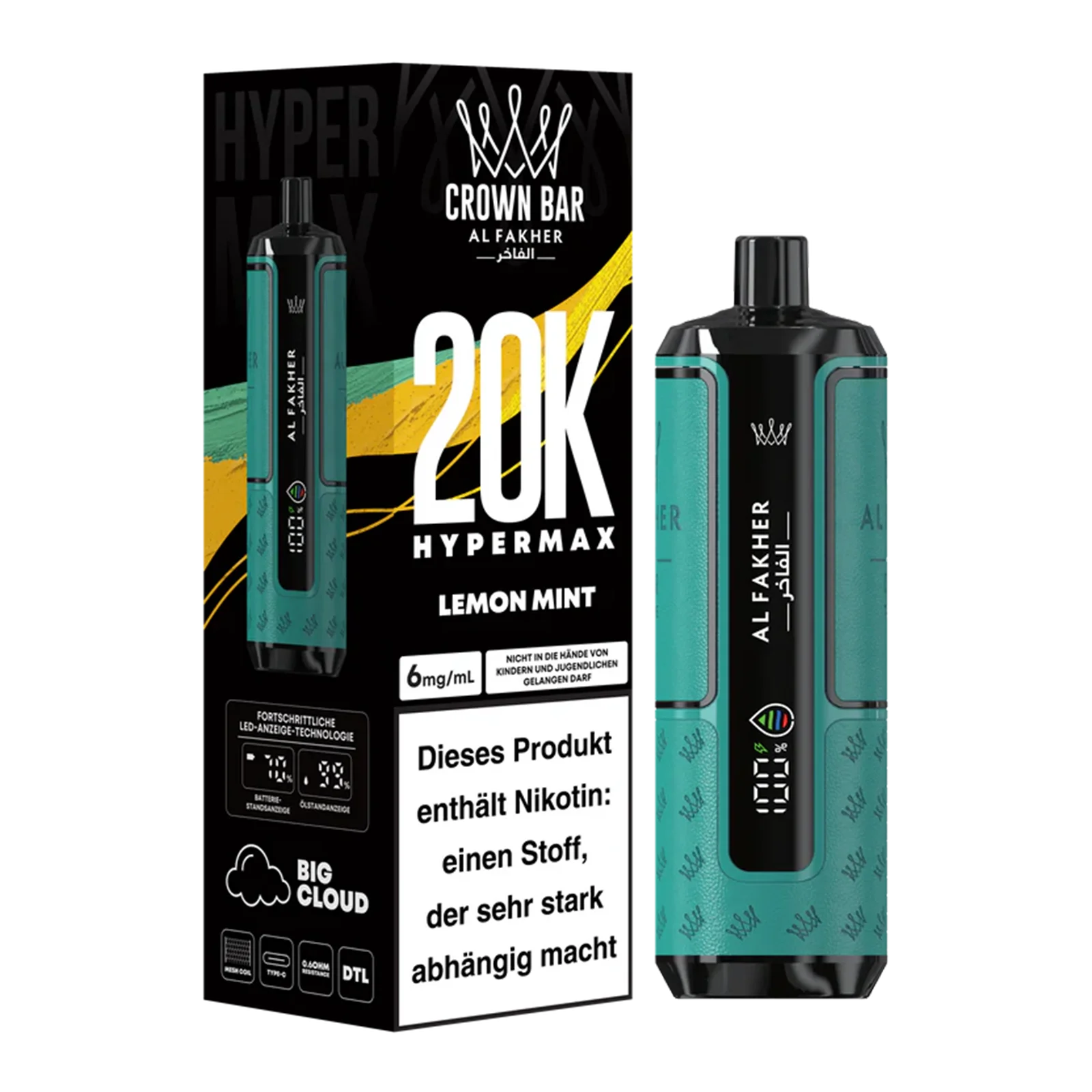 Al Fakher - Crown Bar - Hypermax - 20k - Lemon Mint 2 Al Fakher - Crown Bar - Hypermax - 20k - Lemon Mint 2