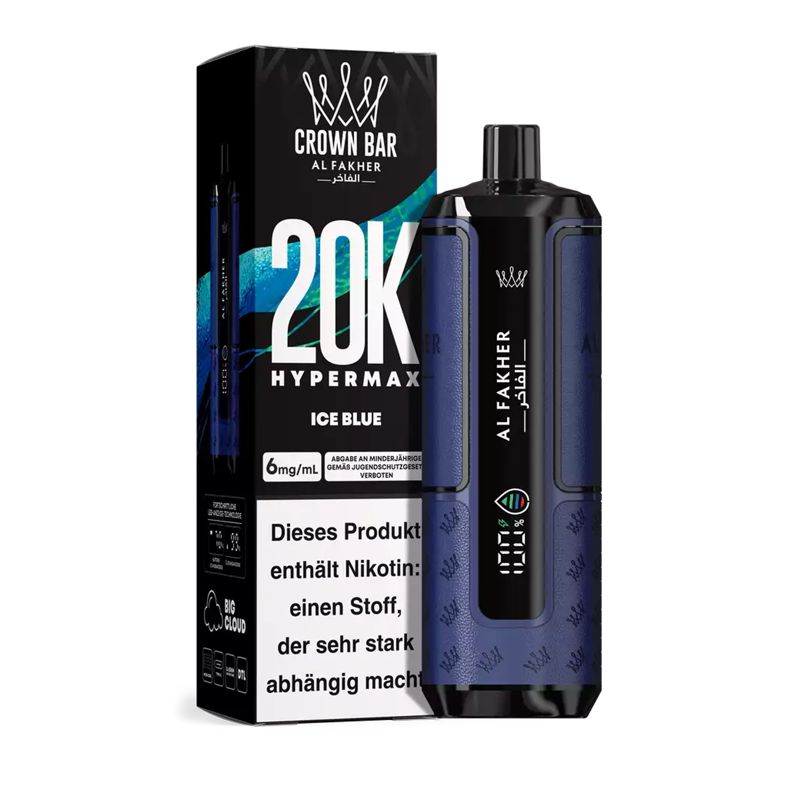 Al Fakher - Crown Bar - Hypermax - 20k - Ice Blue 1