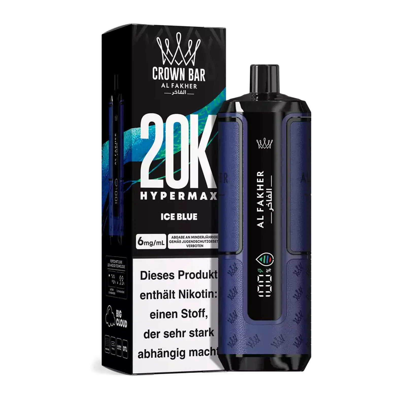 Al Fakher - Crown Bar - Hypermax - 20k - Ice Blue 1