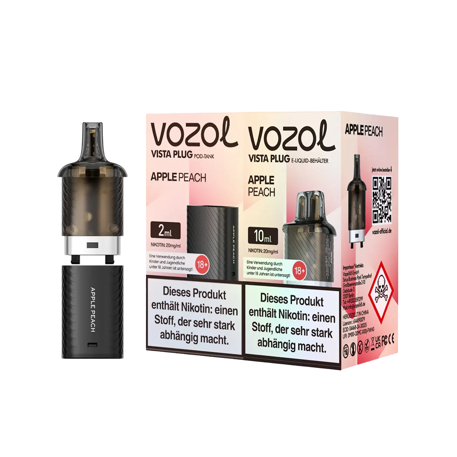 Vozol Vista Plug Apple Peach 10 + 2 ml Pod – 15.000 Züge