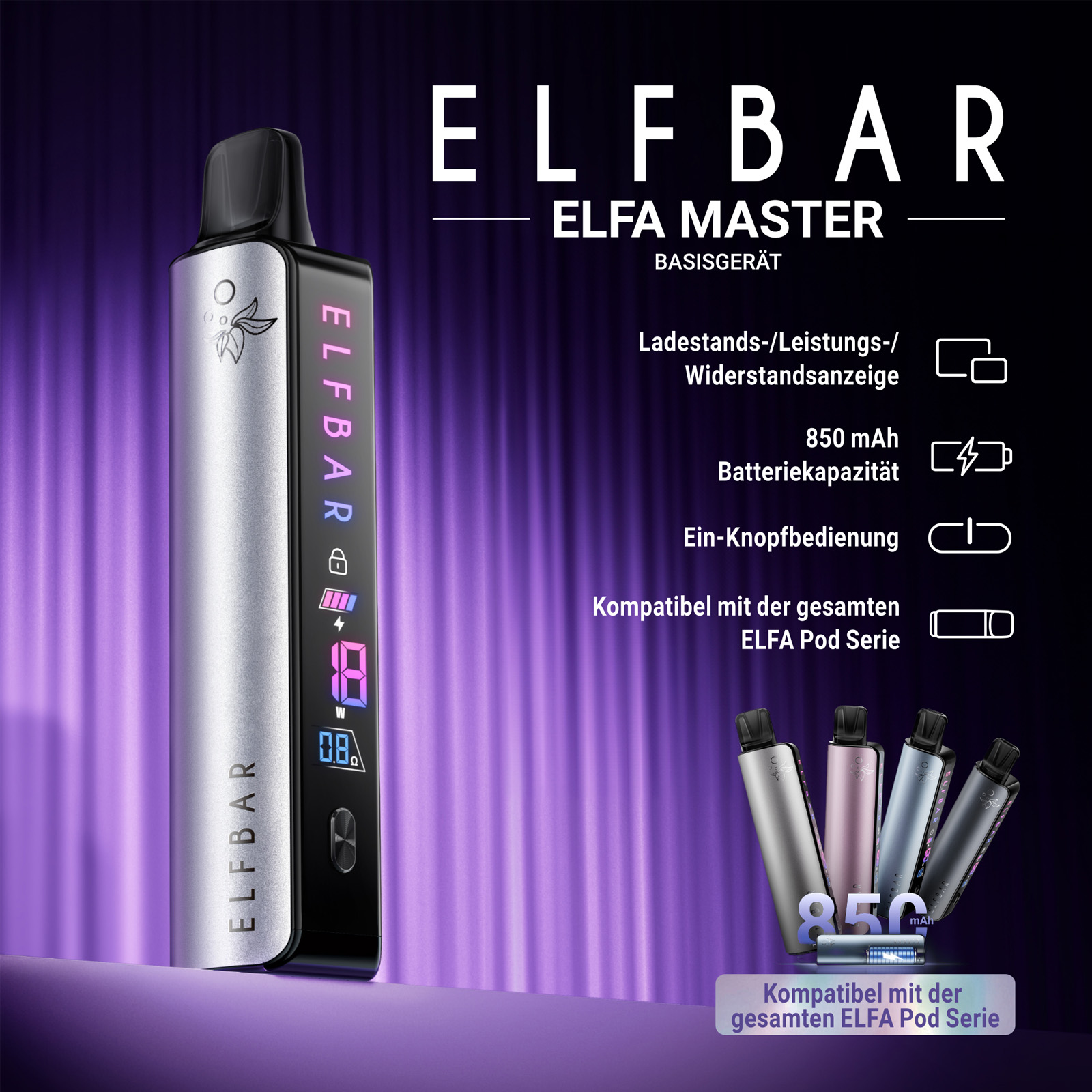 Elf Bar - ELFA - Master - Basisgerät - Obsidian Black (Limited Edition) 5
