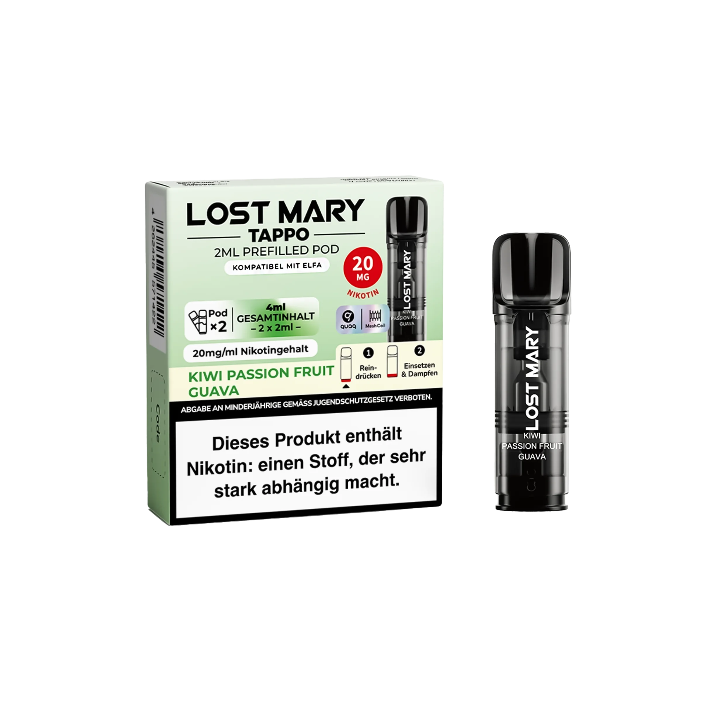 Lost Mary Tappo  Kiwi Passionfruit Guava: Umweltfreundliches Pod-System mit Prefilled Pods 2