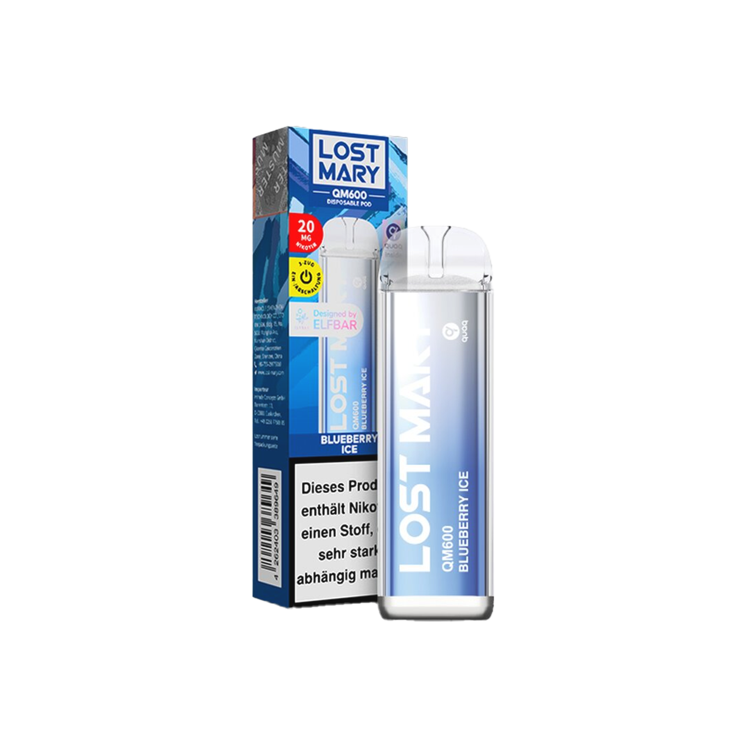 Lost Mary - QM600 - Blueberry Ice - Vapestick - 20 mg | Alle neuen Sorten g&uuml;nstig online kaufen - Hookain E-Shisha Onlineshop