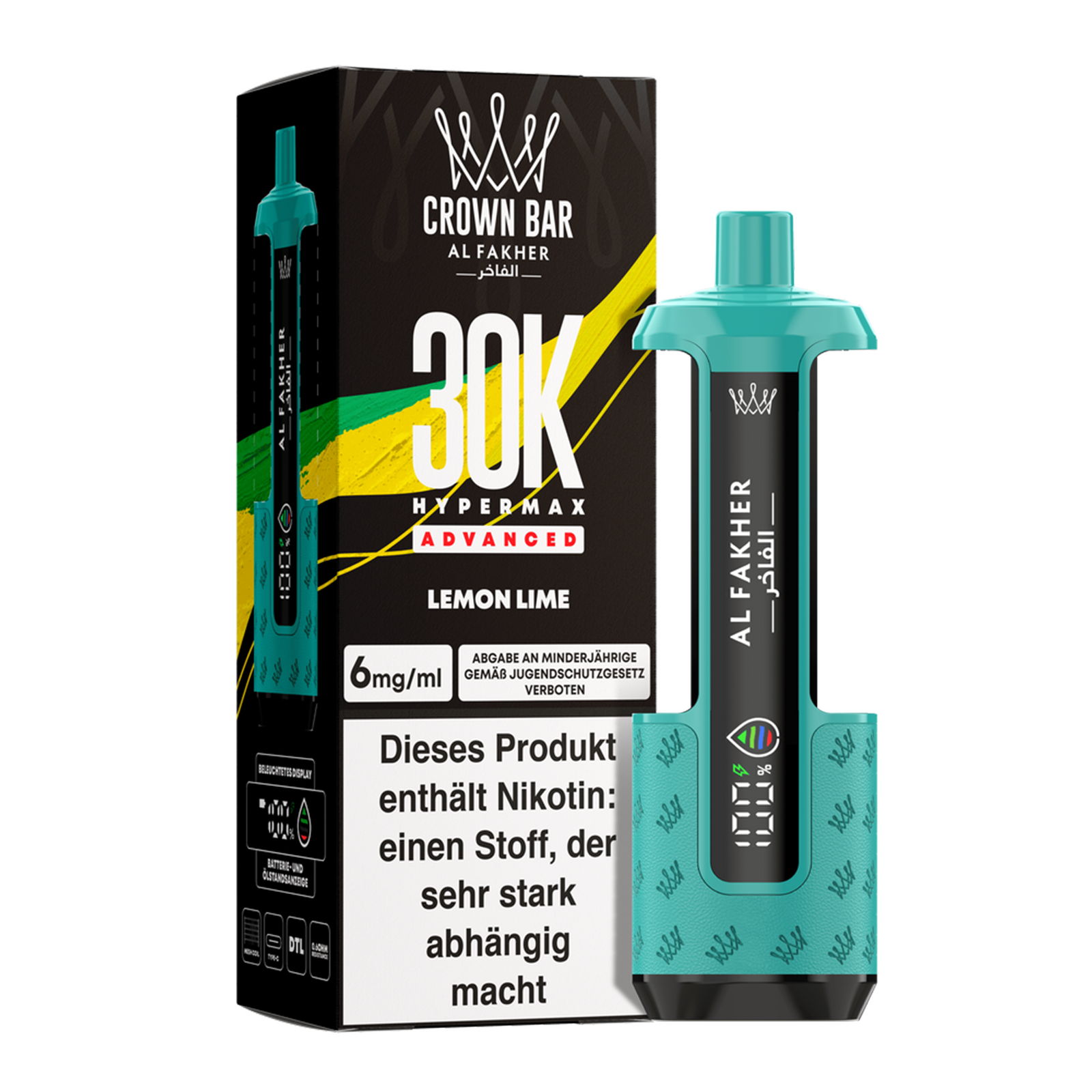 Al Fakher - Crown Bar - Hypermax - Advanced - 30K - Lemon Lime2