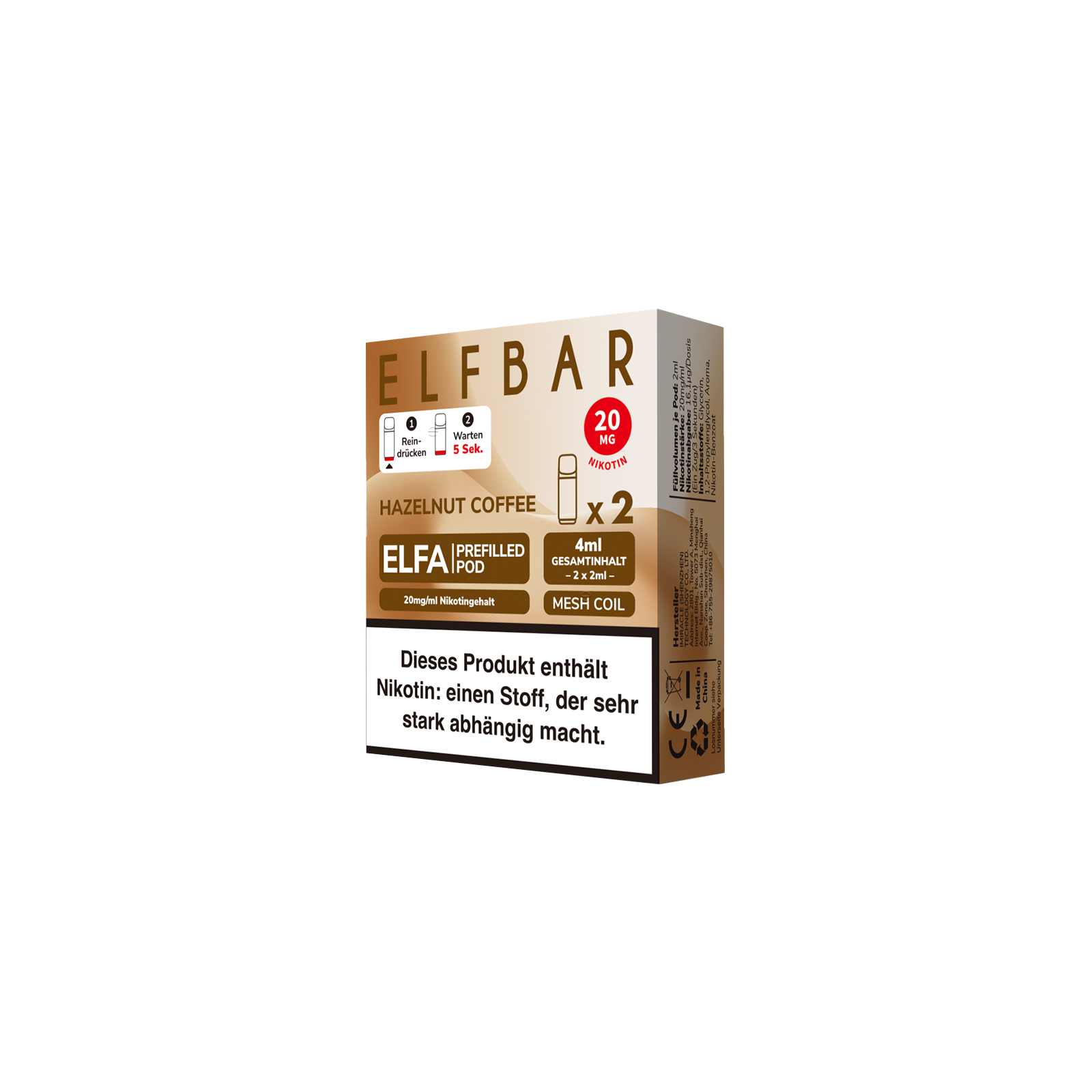 Elf Bar - ELFA - Prefilled Pod - Hazelnut Coffee-1-