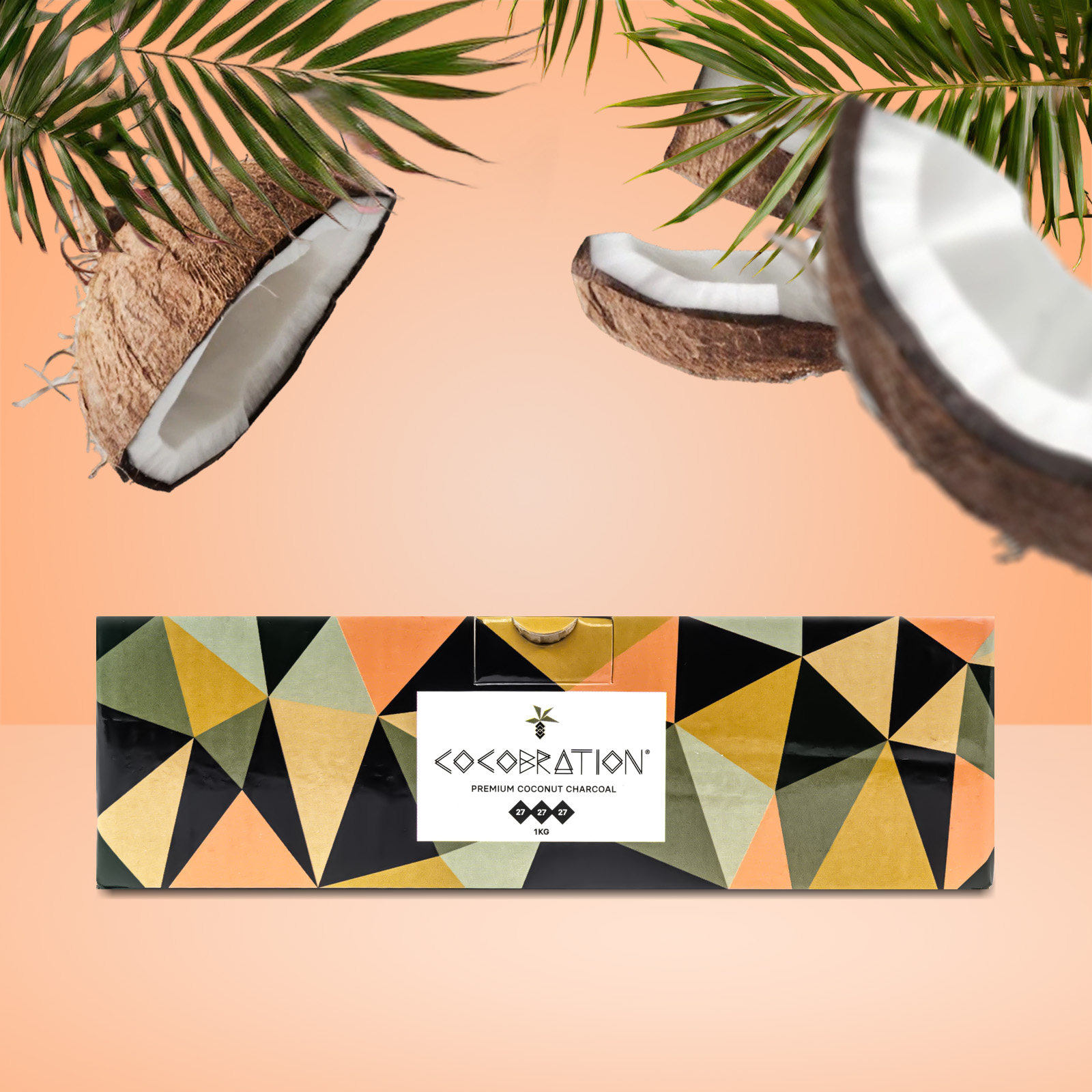 Cocobration Naturkohle 1kg - 100% Kokosnussschalen | 26mm Würfel