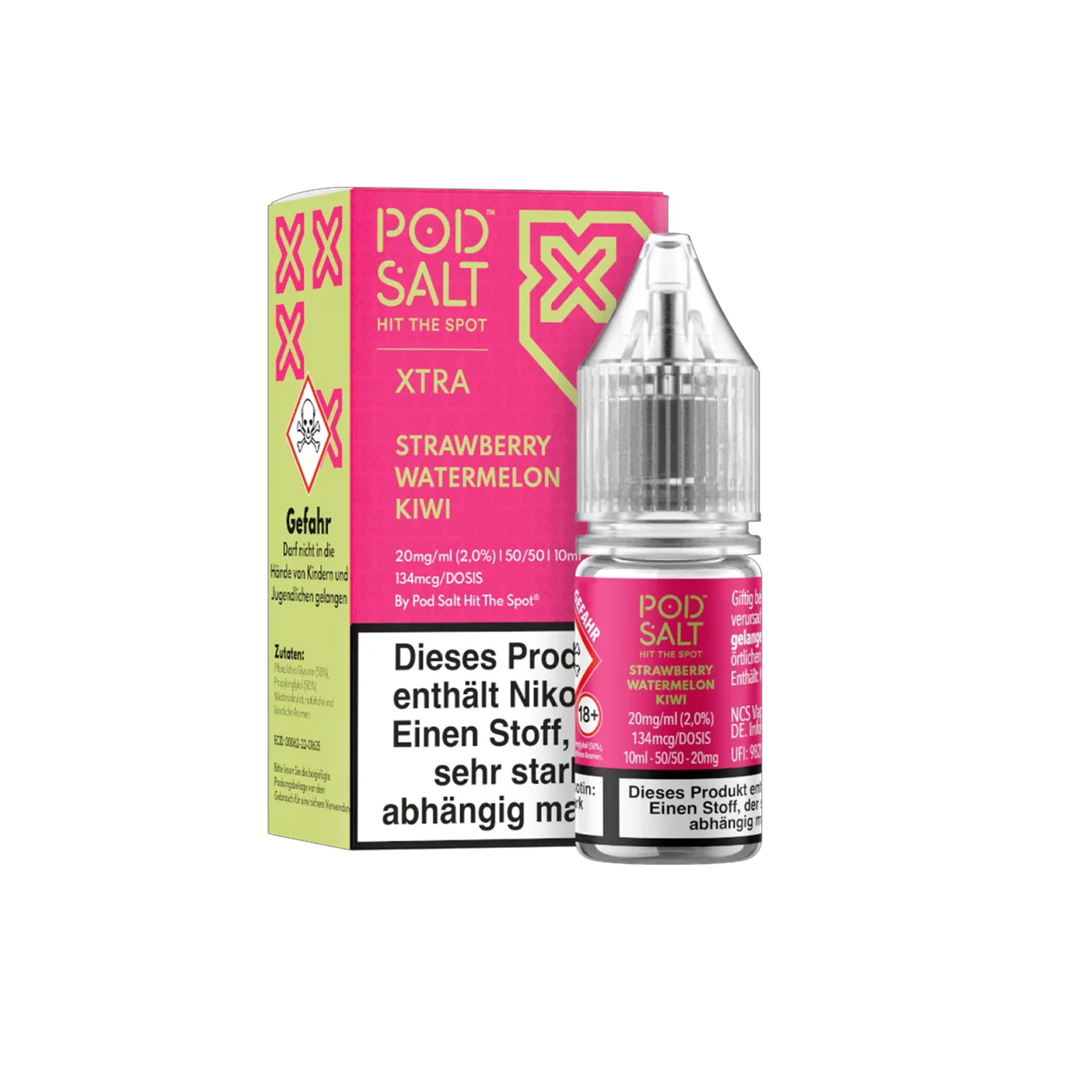 Pod Salt Xtra - E-Liquid - Nicotine Salt - Strawberry Watermelon Kiwi - 10 ml - 20 mg