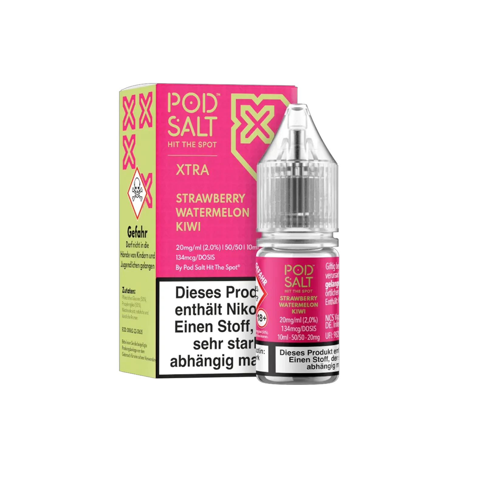 Pod Salt Xtra - E-Liquid - Nicotine Salt - Strawberry Watermelon Kiwi - 10 ml - 20 mg