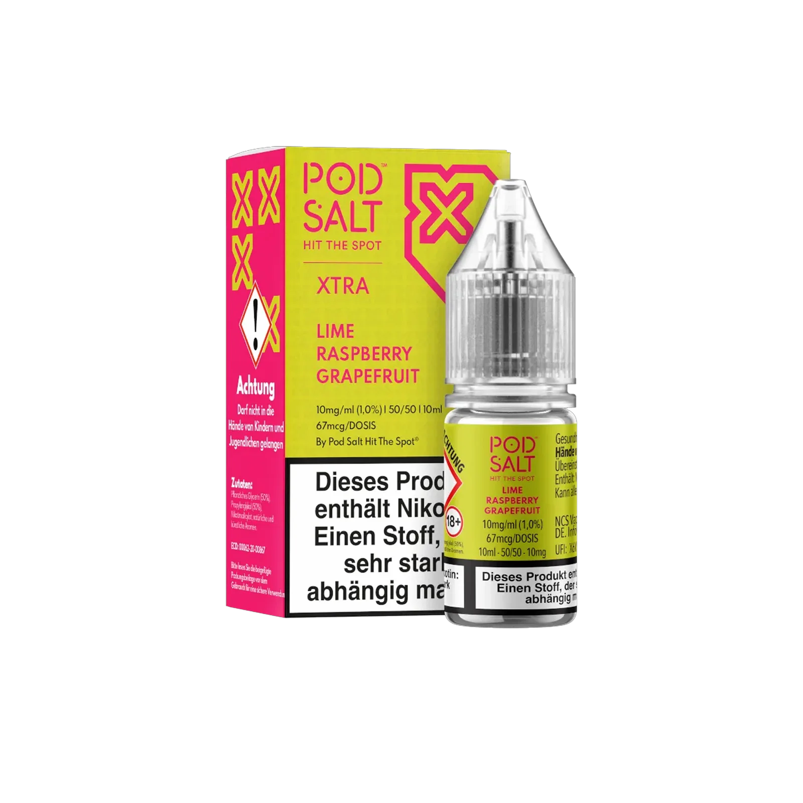 Pod Salt Xtra Nikotinsalz E-Liquid Lime Raspberry Grapefruit 10 ml mit 10 mg g&uuml;nstig bestellen 2