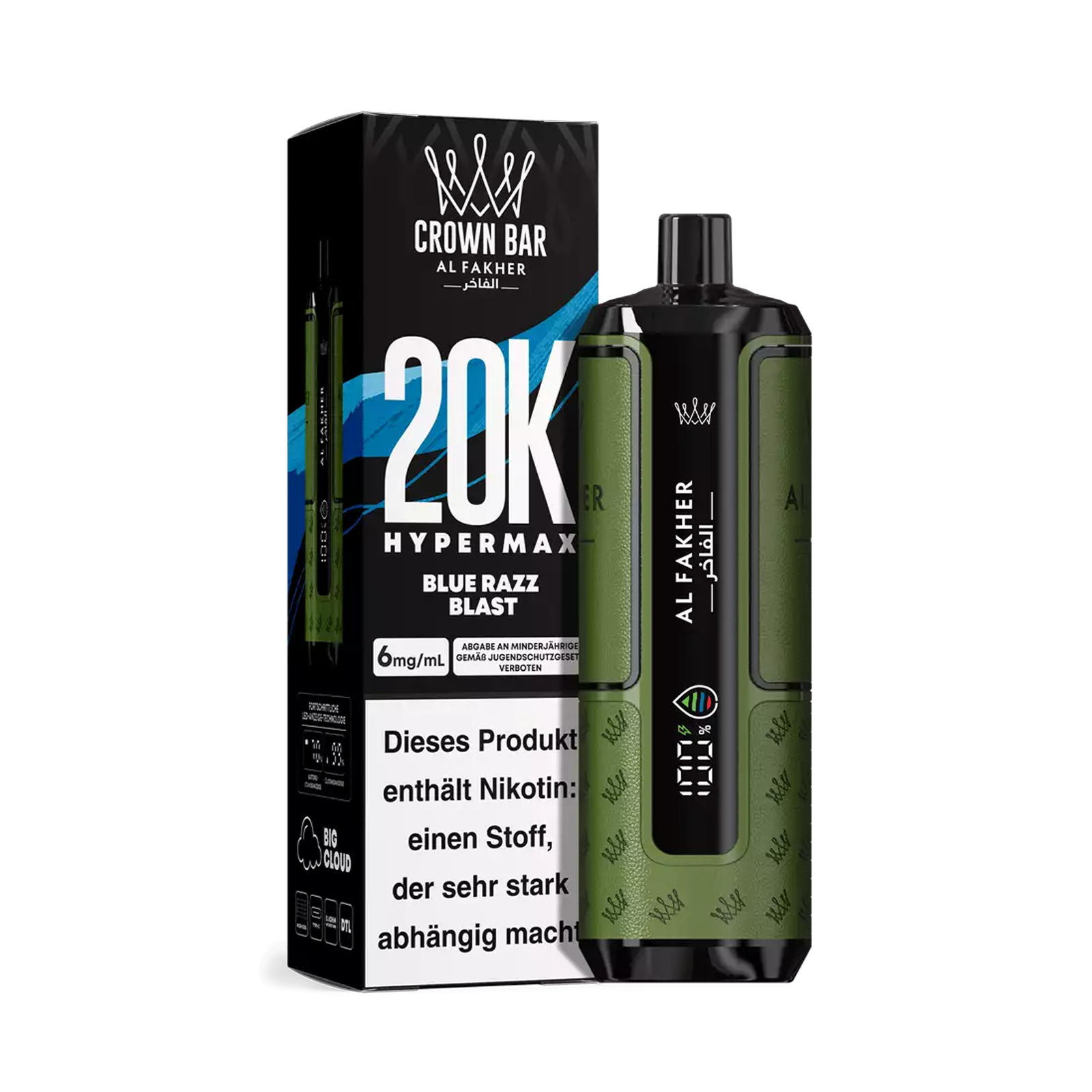 Al Fakher - Crown Bar - Hypermax - 20k - Blue Razz Blast1