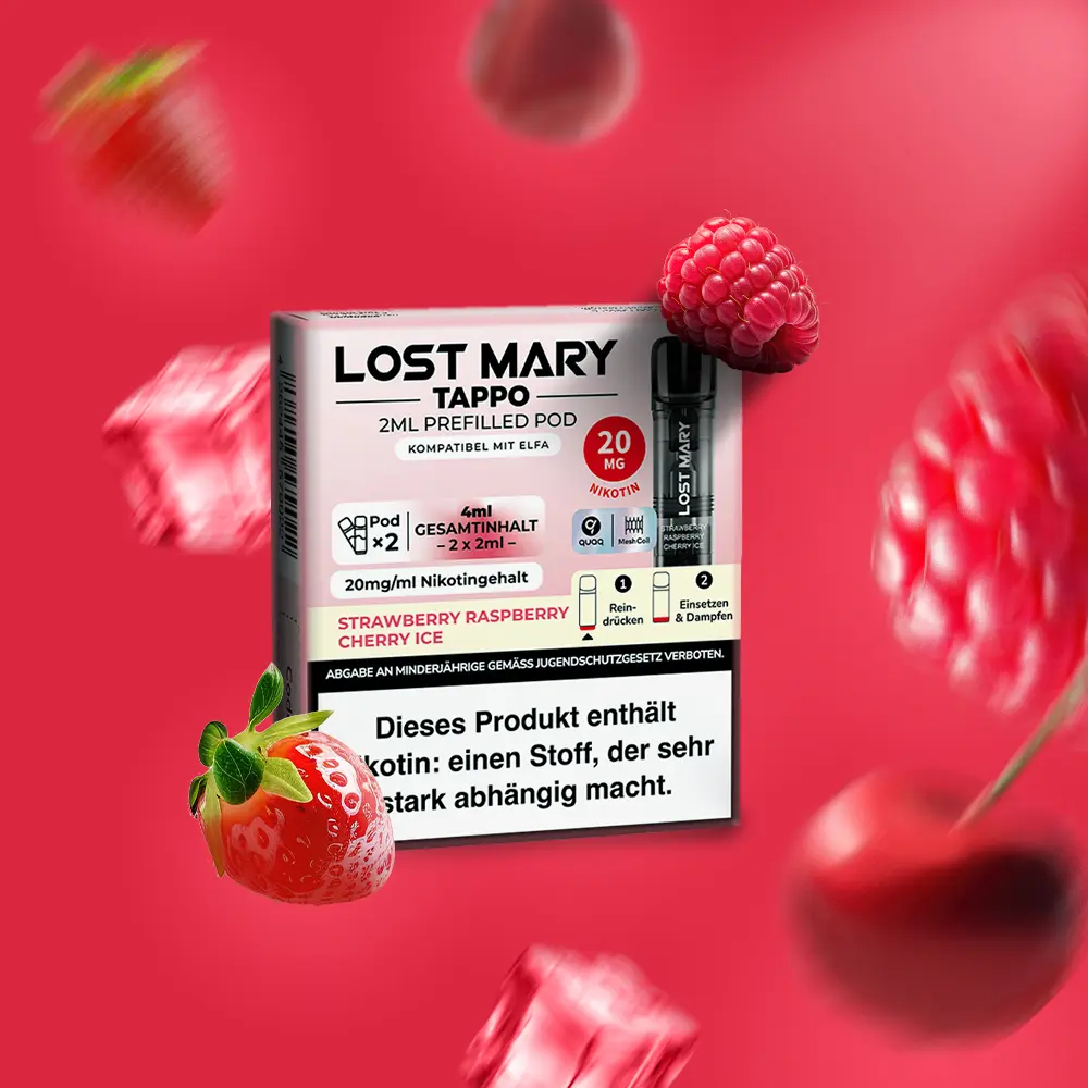 Lost Mary - Tappo - Prefilled Pods Strawberry Raspberry Cherry Ice 1