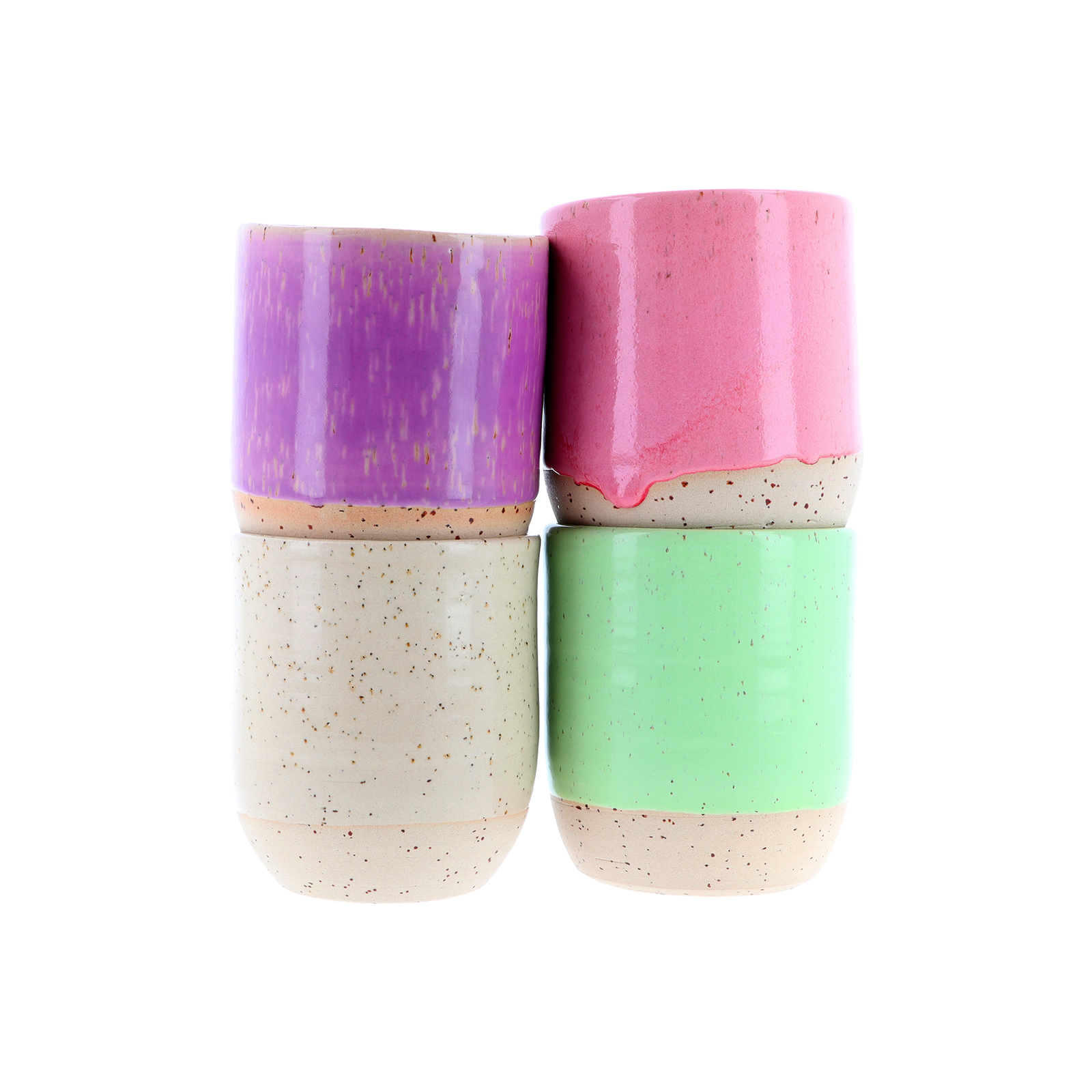 Br&uuml;stuck Steingut C&Aacute;DIZ Keramikbecher 4Er Set | Handgemachte Tassen 1