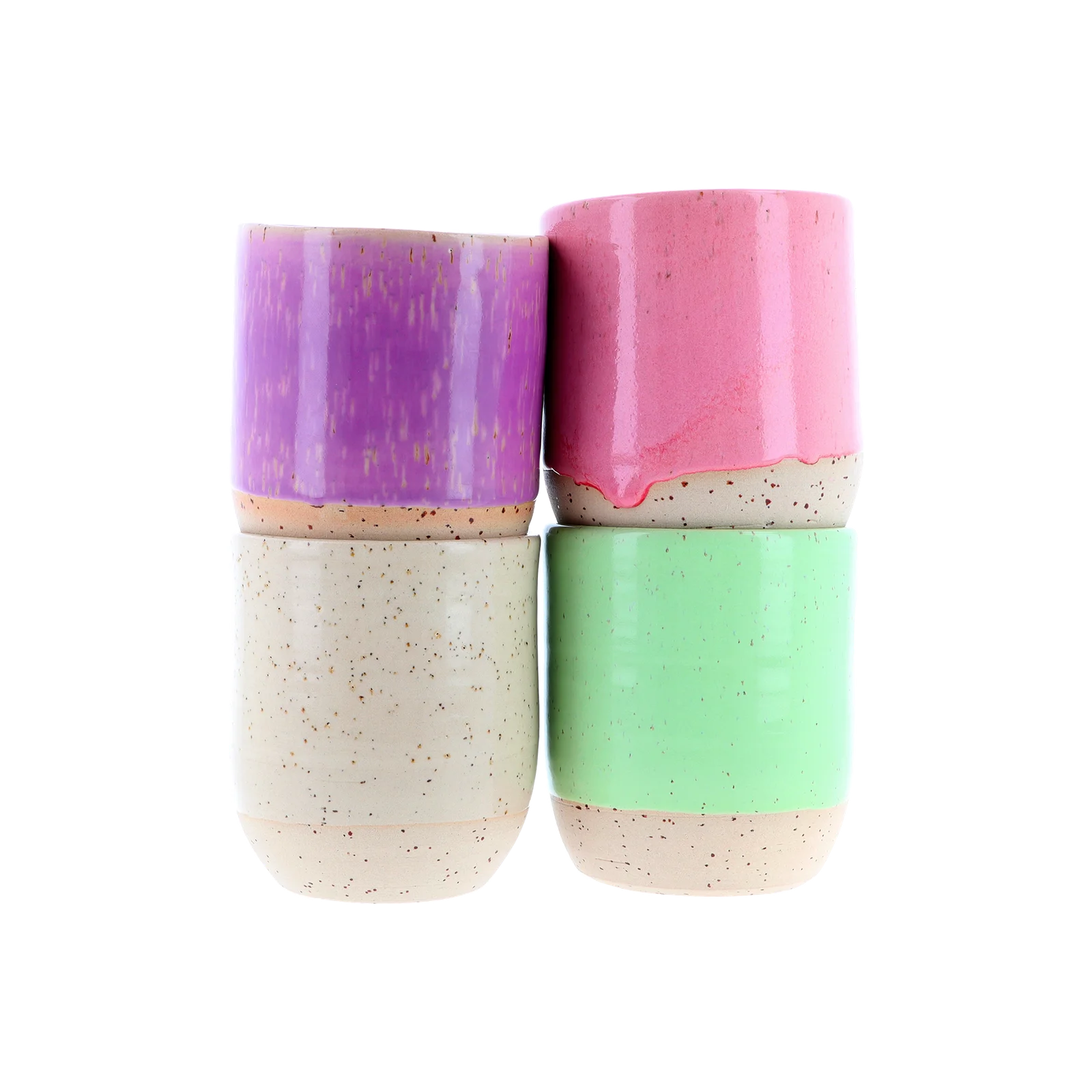 Br&uuml;stuck Steingut C&Aacute;DIZ Keramikbecher 4Er Set | Handgemachte Tassen 1