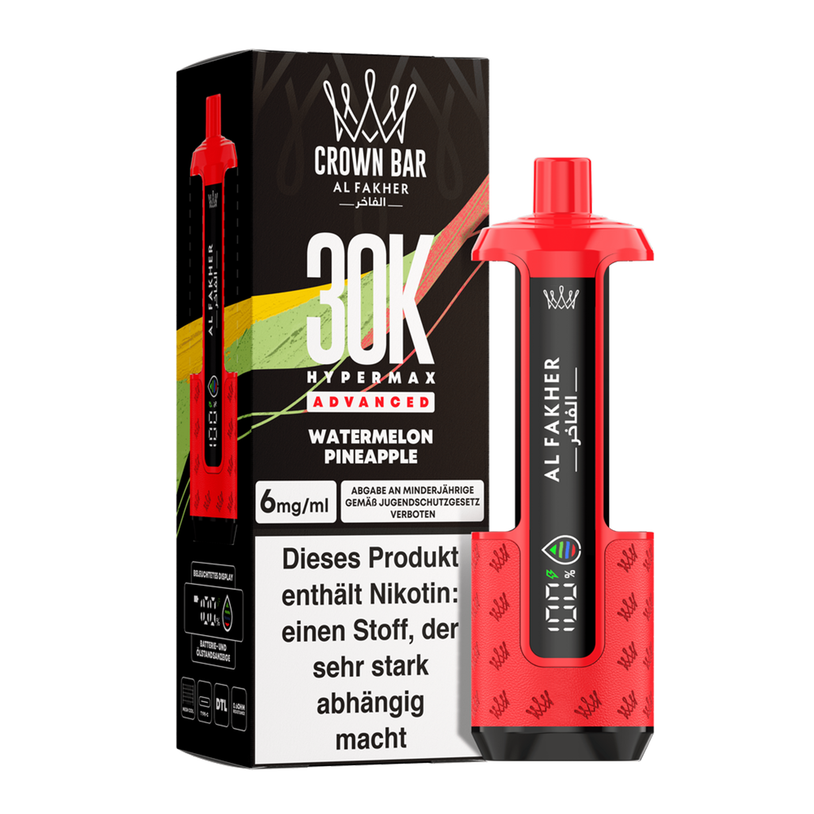 Al Fakher - Crown Bar - Hypermax - Advanced - 30K - Watermelon Pineapple 2
