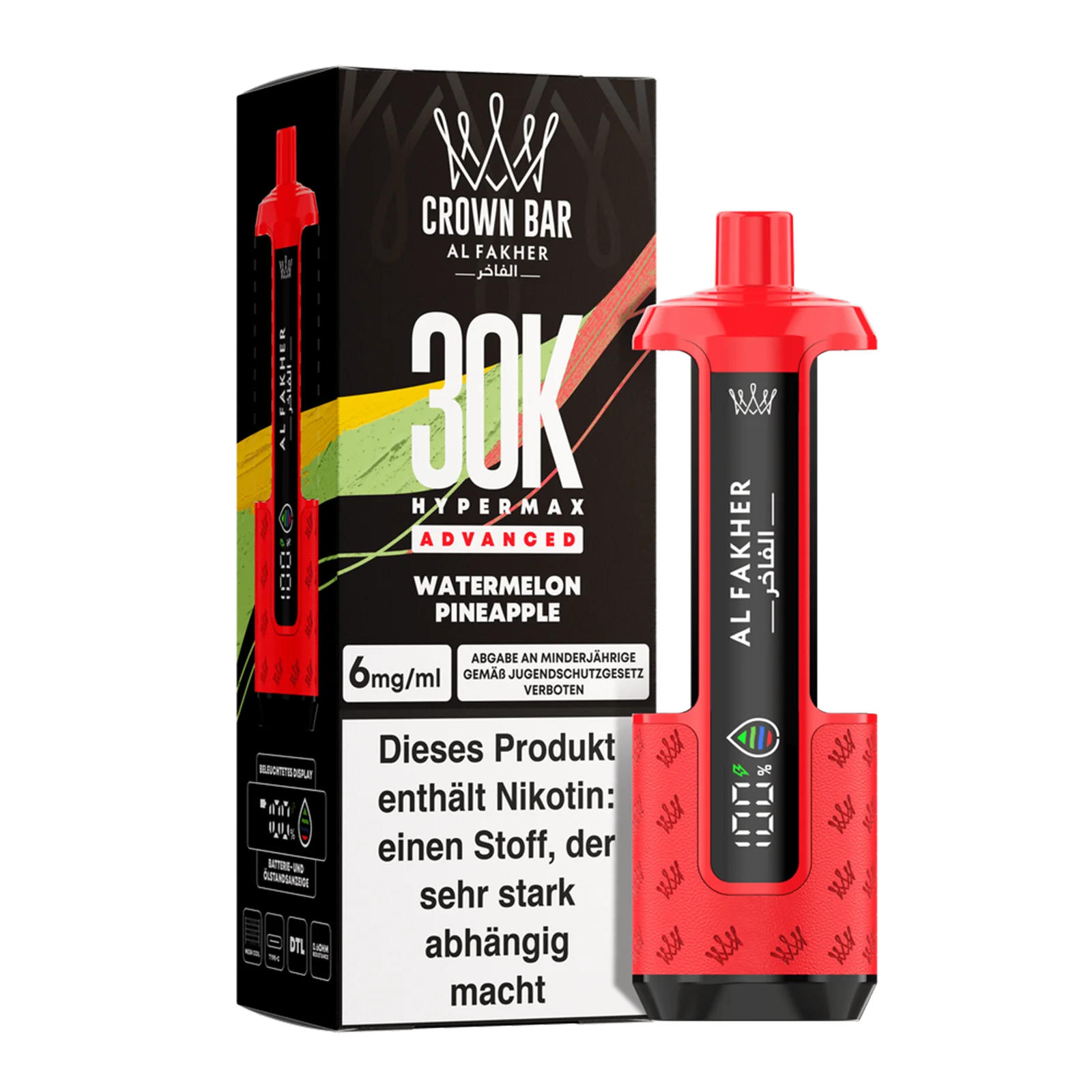 Al Fakher - Crown Bar - Hypermax - Advanced - 30K - Watermelon Pineapple 2