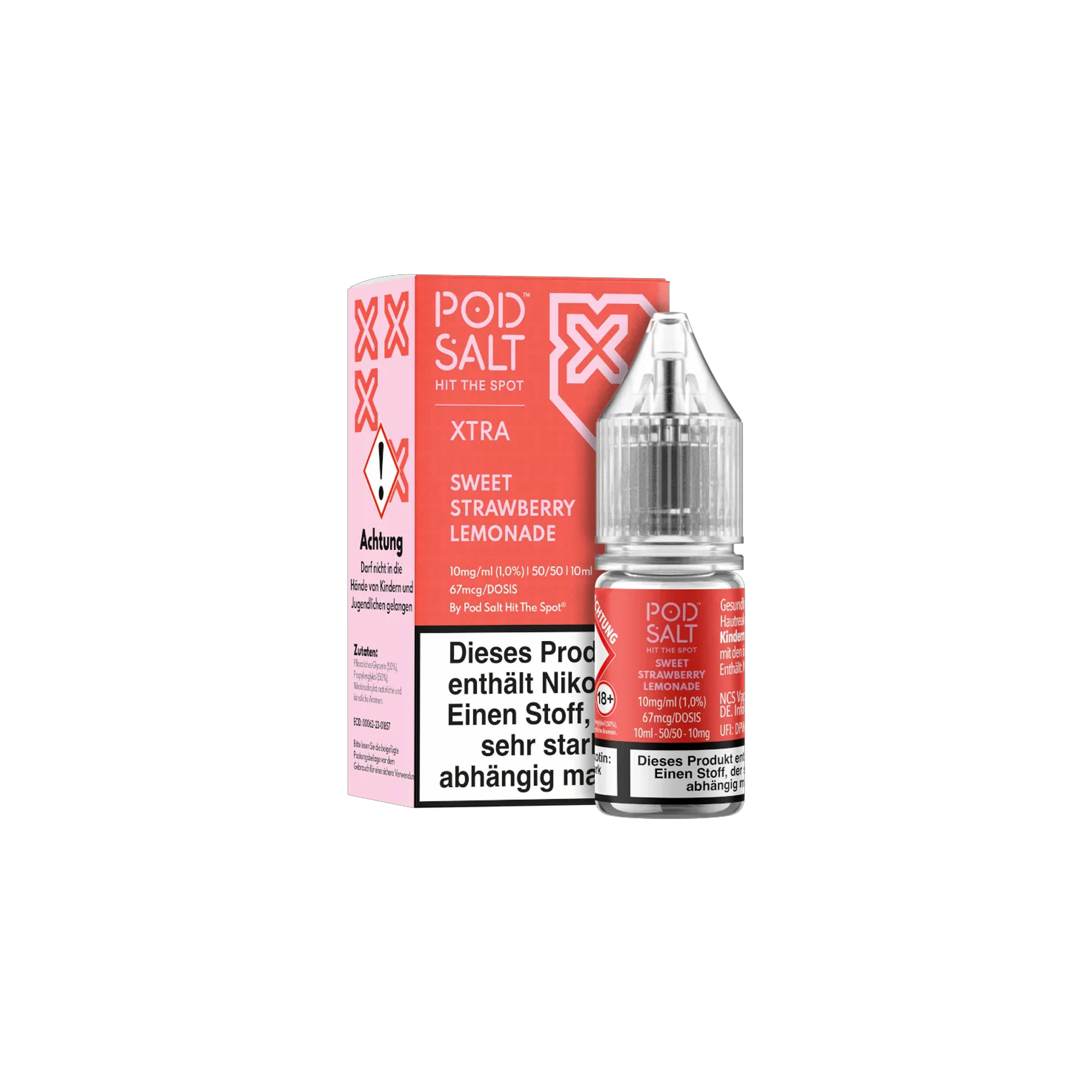Pod Salt Xtra Nikotinsalz E-Liquid Sweet Strawberry Lemonade 10 ml mit 10 mg g&uuml;nstig bestellen 2