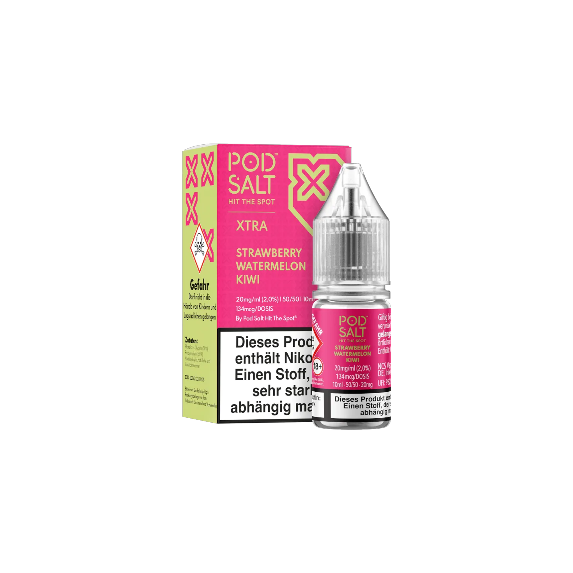 Pod Salt Xtra Nikotinsalz E-Liquid Strawberry Watermelon Kiwi 10 ml mit 20 mg g&uuml;nstig bestellen 2