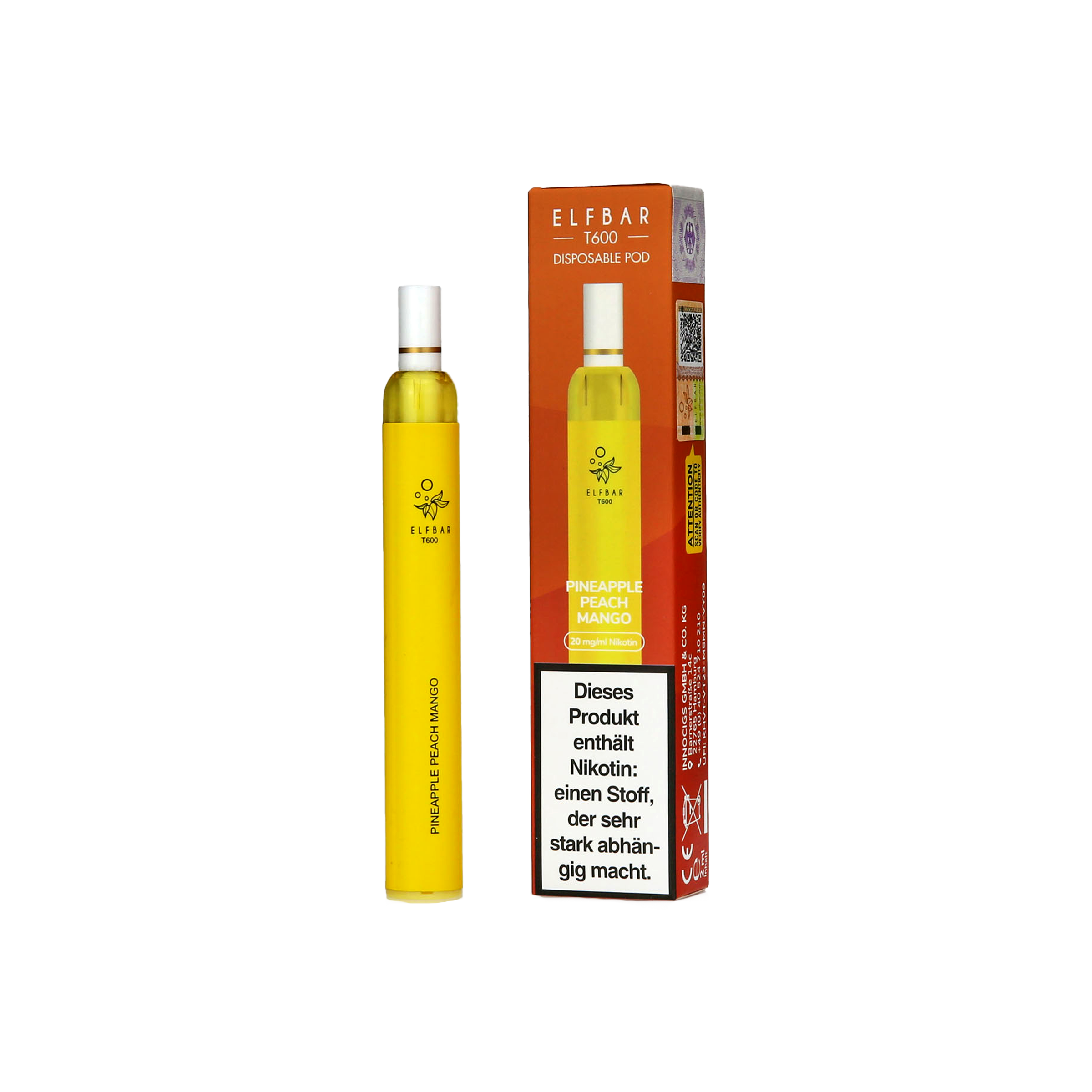 Elfbar T600 - Pineapple Peach Mango - Einweg Vapestick - 20 mg | Alle neuen Sorten günstig online kaufen - Hookain E-Shisha Onlineshop