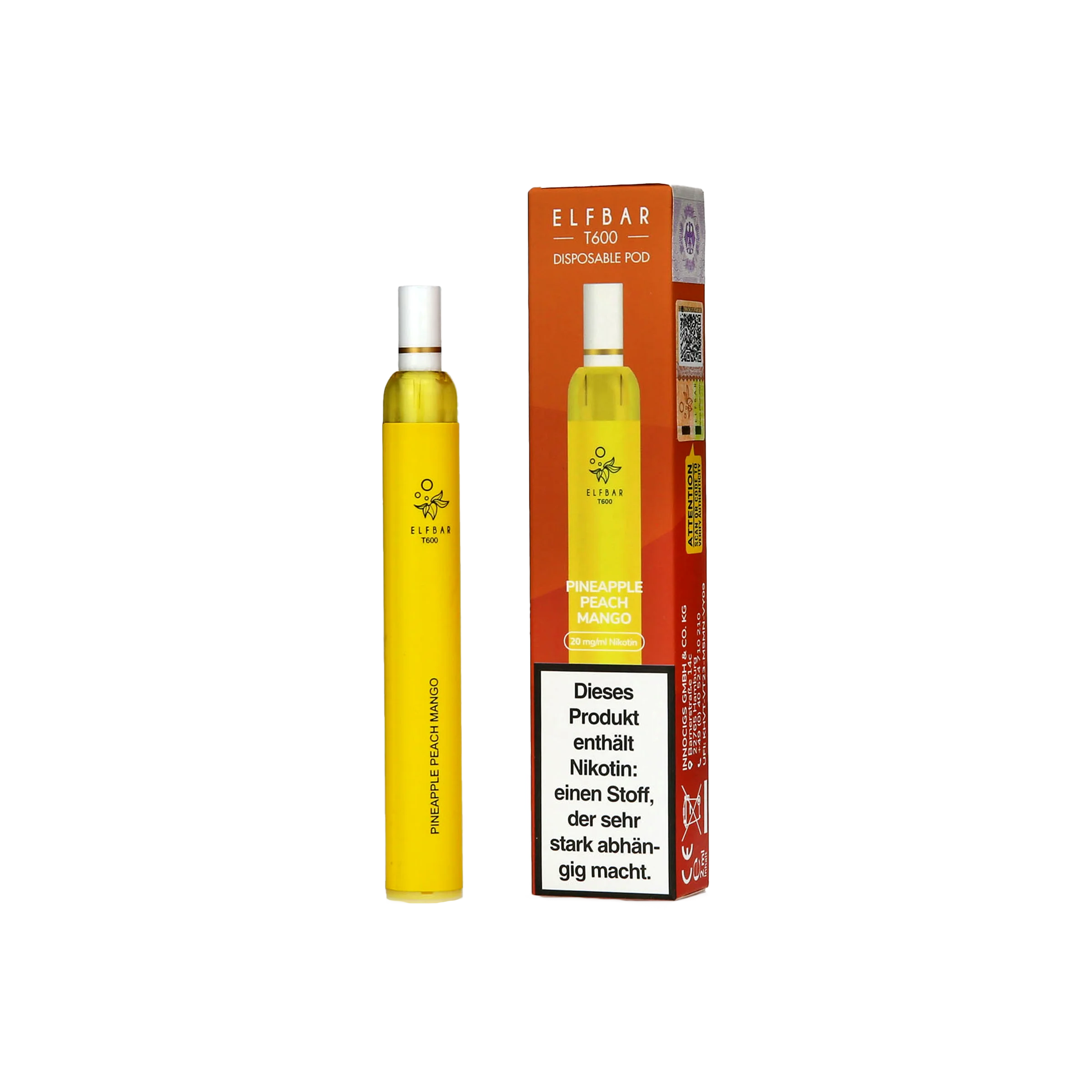 Elfbar T600 - Pineapple Peach Mango - Einweg Vapestick - 20 mg | Alle neuen Sorten günstig online kaufen - Hookain E-Shisha Onlineshop