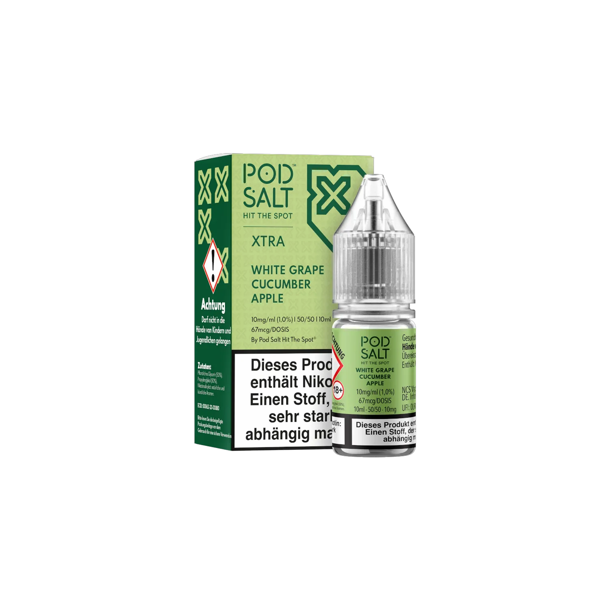 Pod Salt Xtra Nikotinsalz E-Liquid White Grape Cucumber Apple 10 ml mit 10 mg g&uuml;nstig bestellen 2