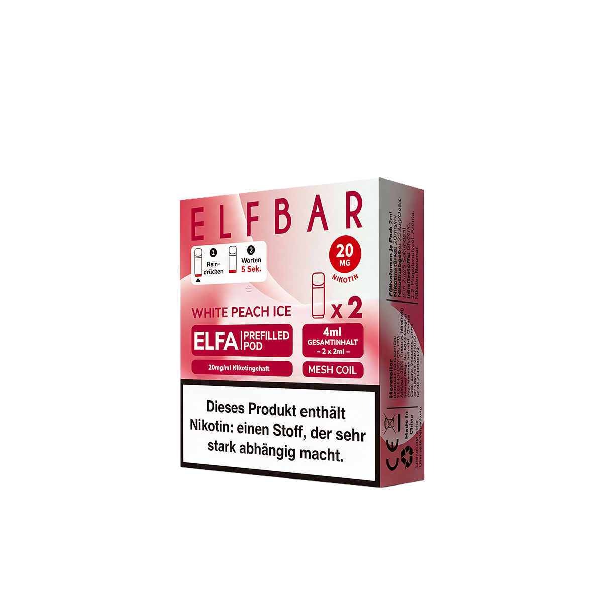 Elf Bar - ELFA - Prefilled Pod - White Peach Ice1