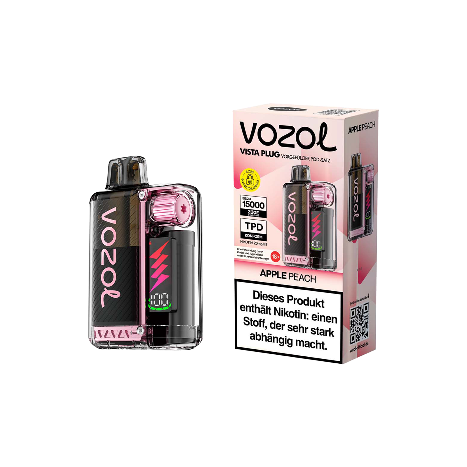 Vozol Vista Plug Apple Peach Starterkit 15000 – bis zu 15.000 Züge 1