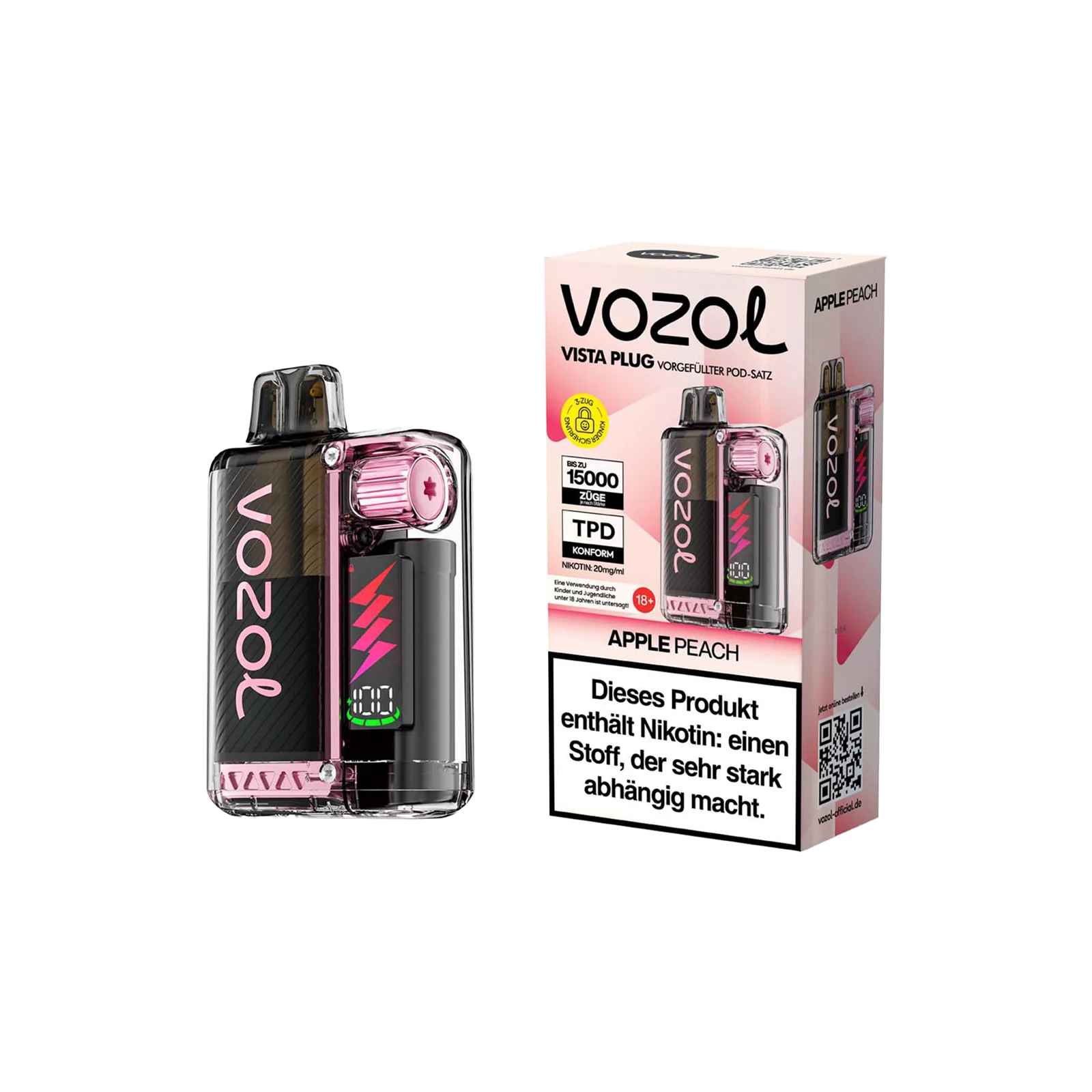 Vozol Vista Plug Apple Peach Starterkit 15000 – bis zu 15.000 Züge 1