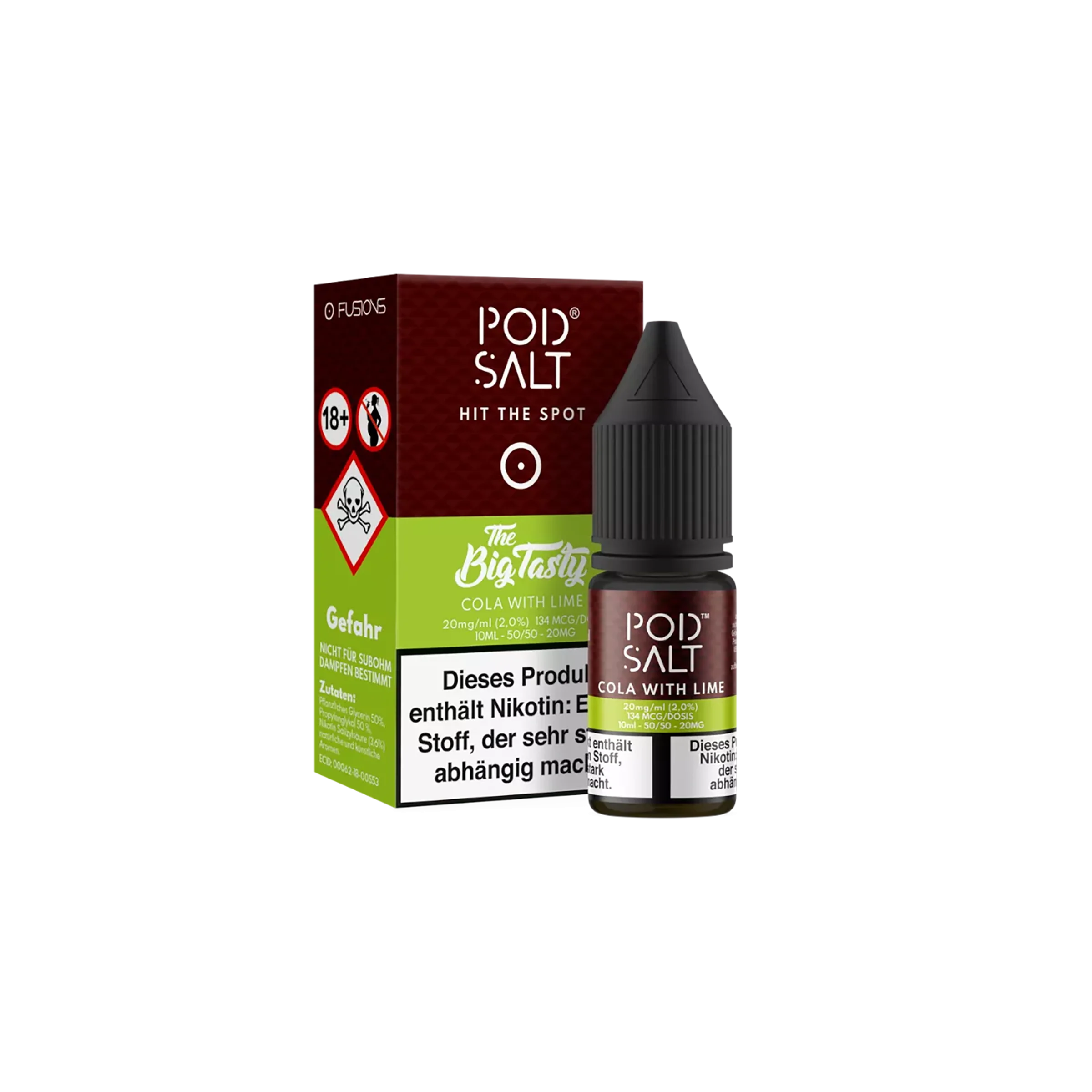 Pod Salt Fusion - E-Liquid - NicSalt - Cola with Lime - 10 ml - 20 mg