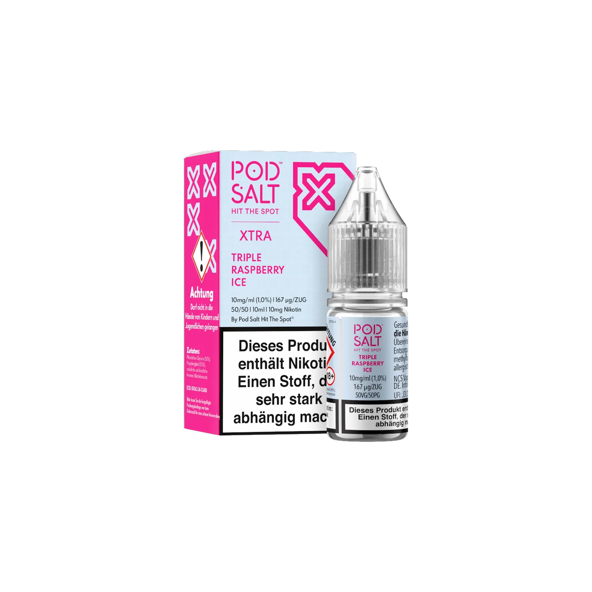 Pod Salt Xtra Nikotinsalz E-Liquid Triple Raspberry Ice 10 ml mit 10 mg g&uuml;nstig bestellen 2